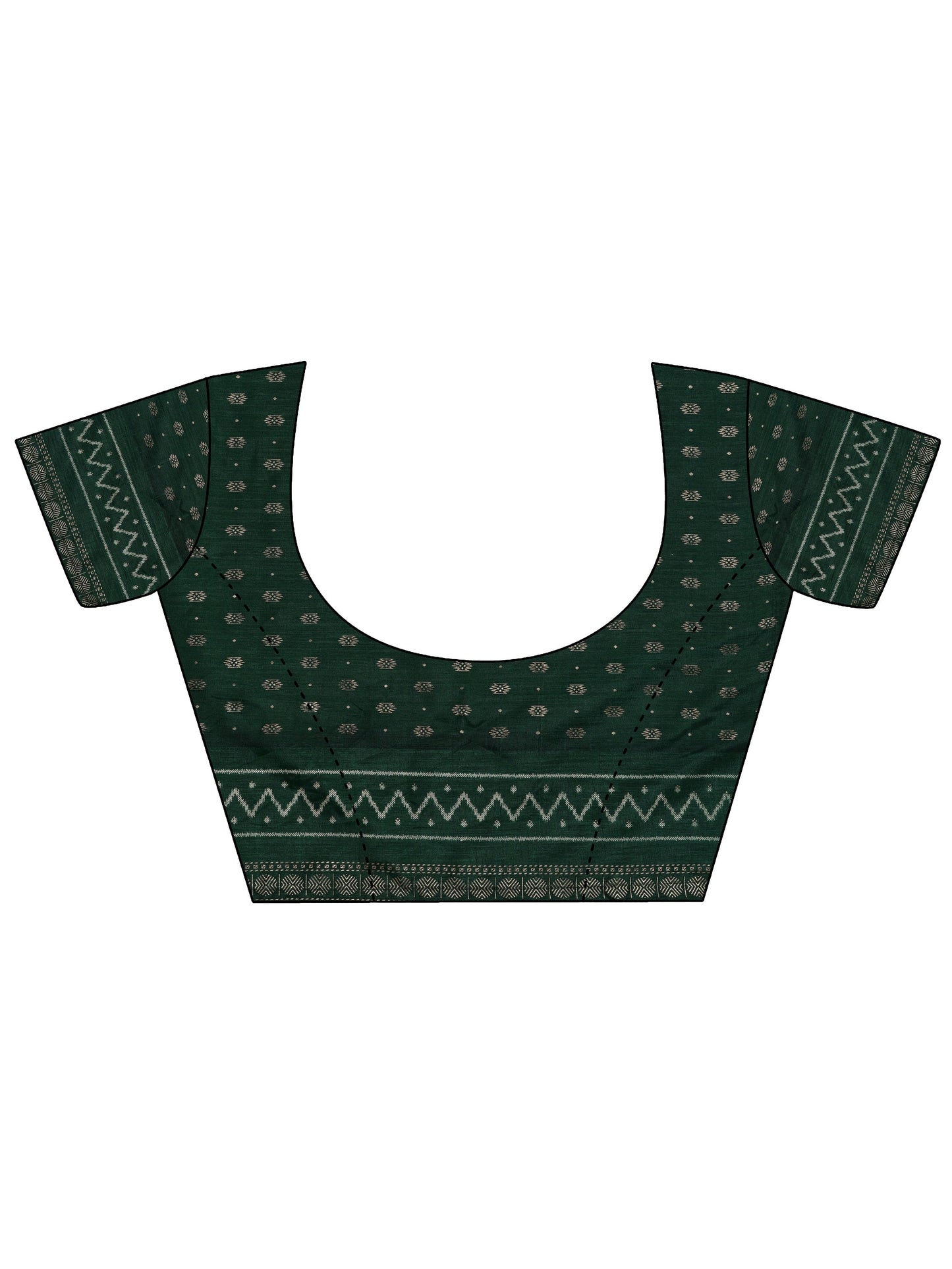 Green Printed Silk Blend Saree With Unstitched Blouse Piece