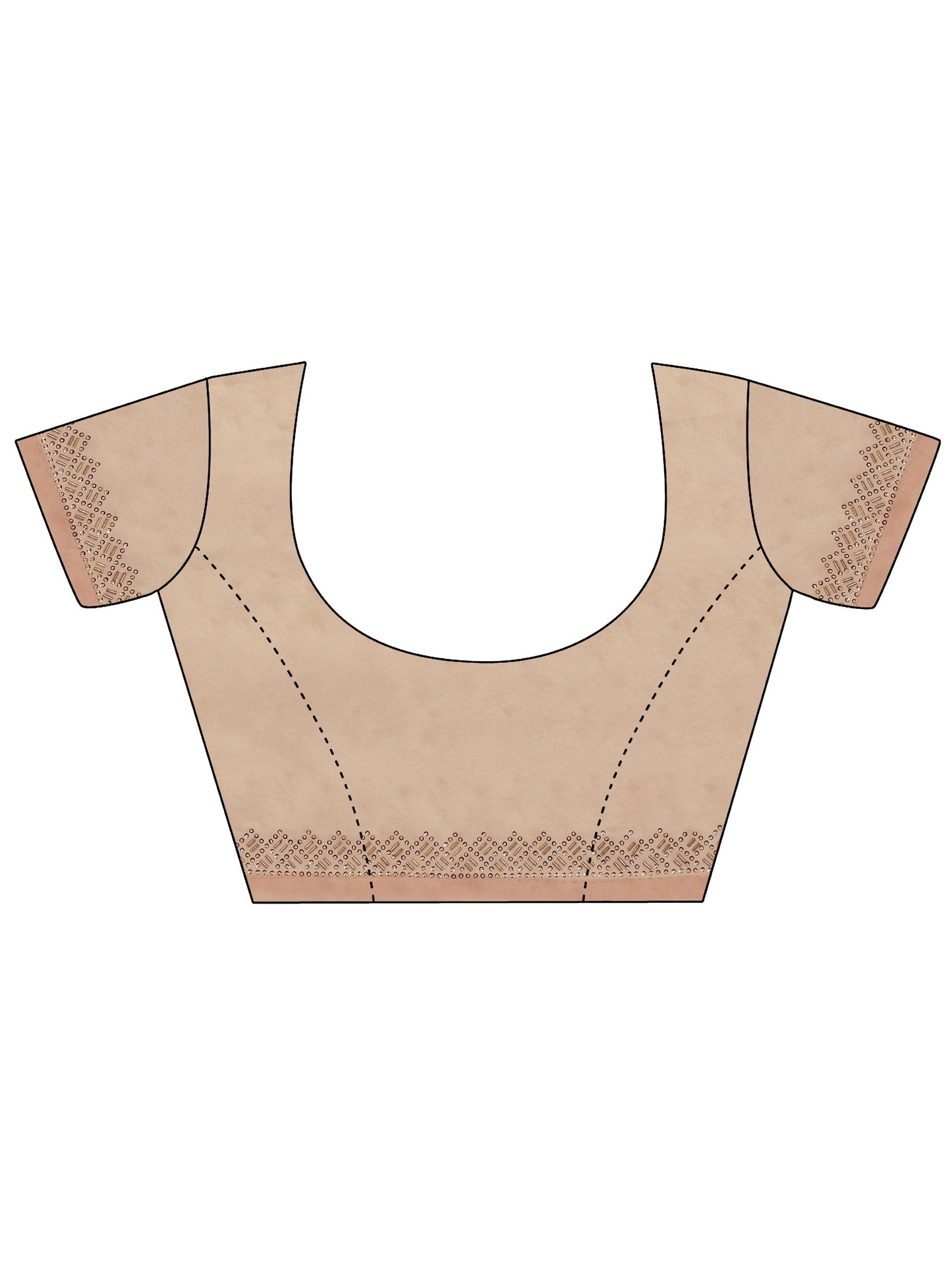 Peach Printed Organza Saree With Unstitched Blouse Piece