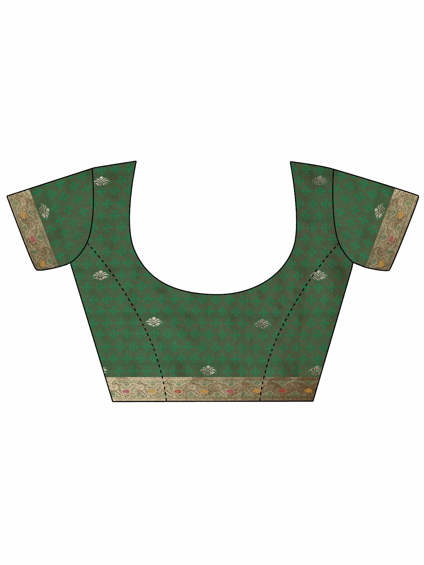 Green Woven Design Silk Blend Saree With Unstitched Blouse Piece
