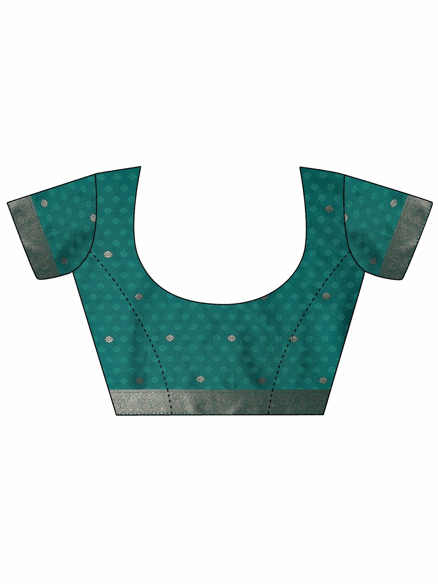 Teal Woven Design Silk Blend Saree With Unstitched Blouse Piece