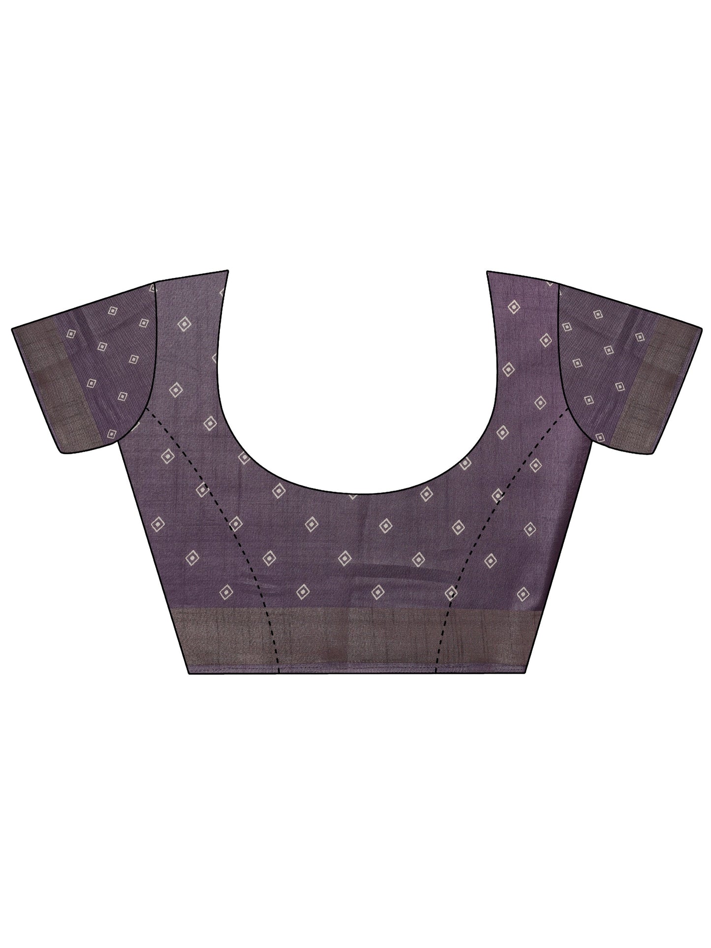 Lavender Printed Silk Blend Saree With Unstitched Blouse Piece