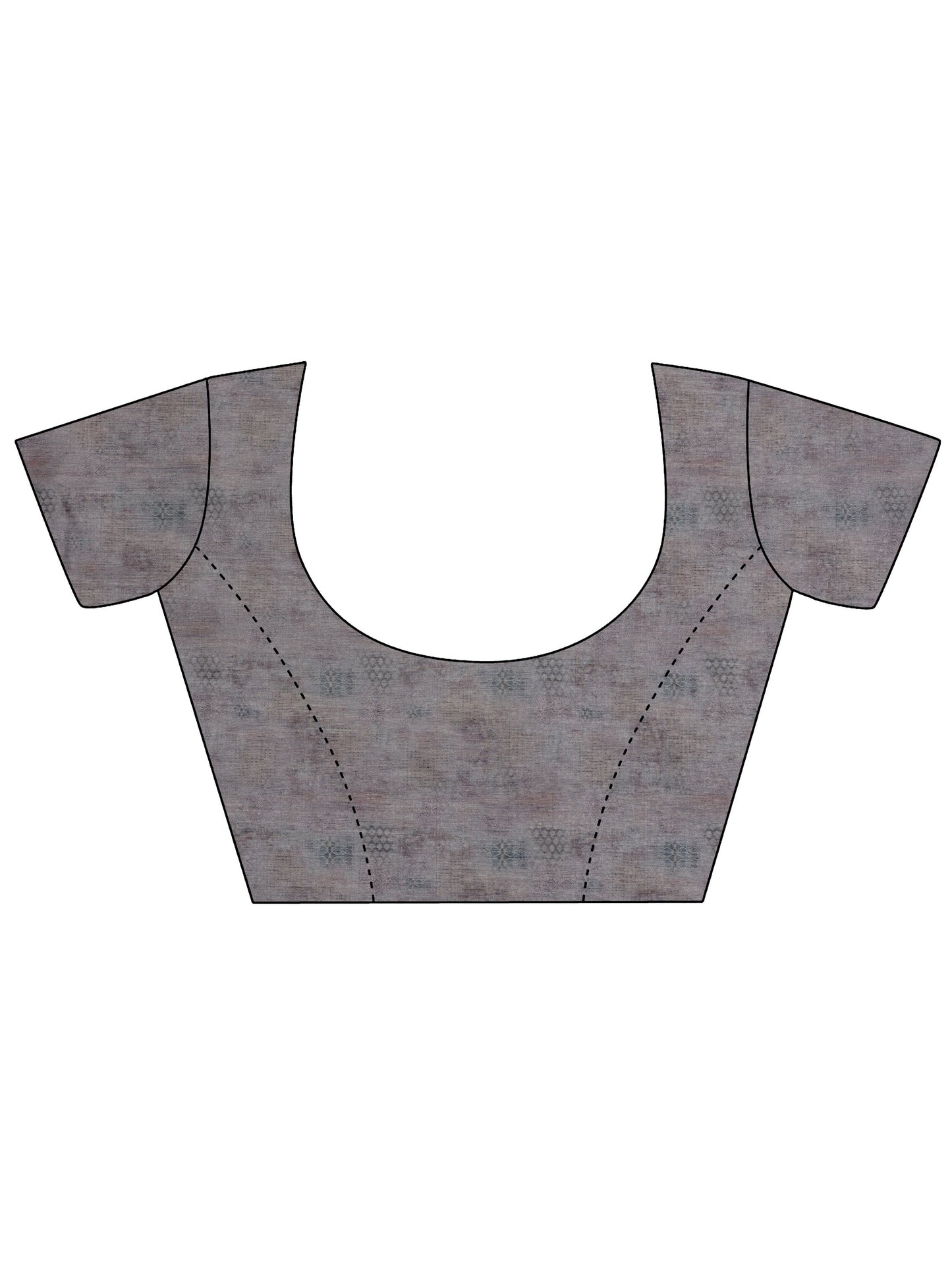 Grey Printed Chanderi Saree With Unstitched Blouse Piece