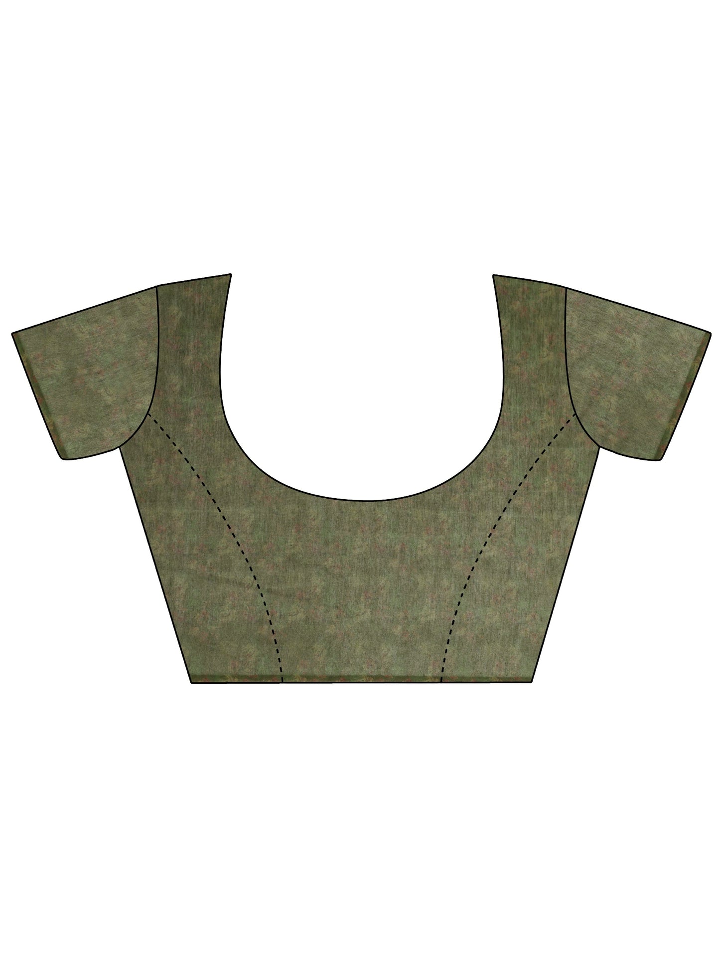 Green Printed Silk Blend Saree With Unstitched Blouse Piece