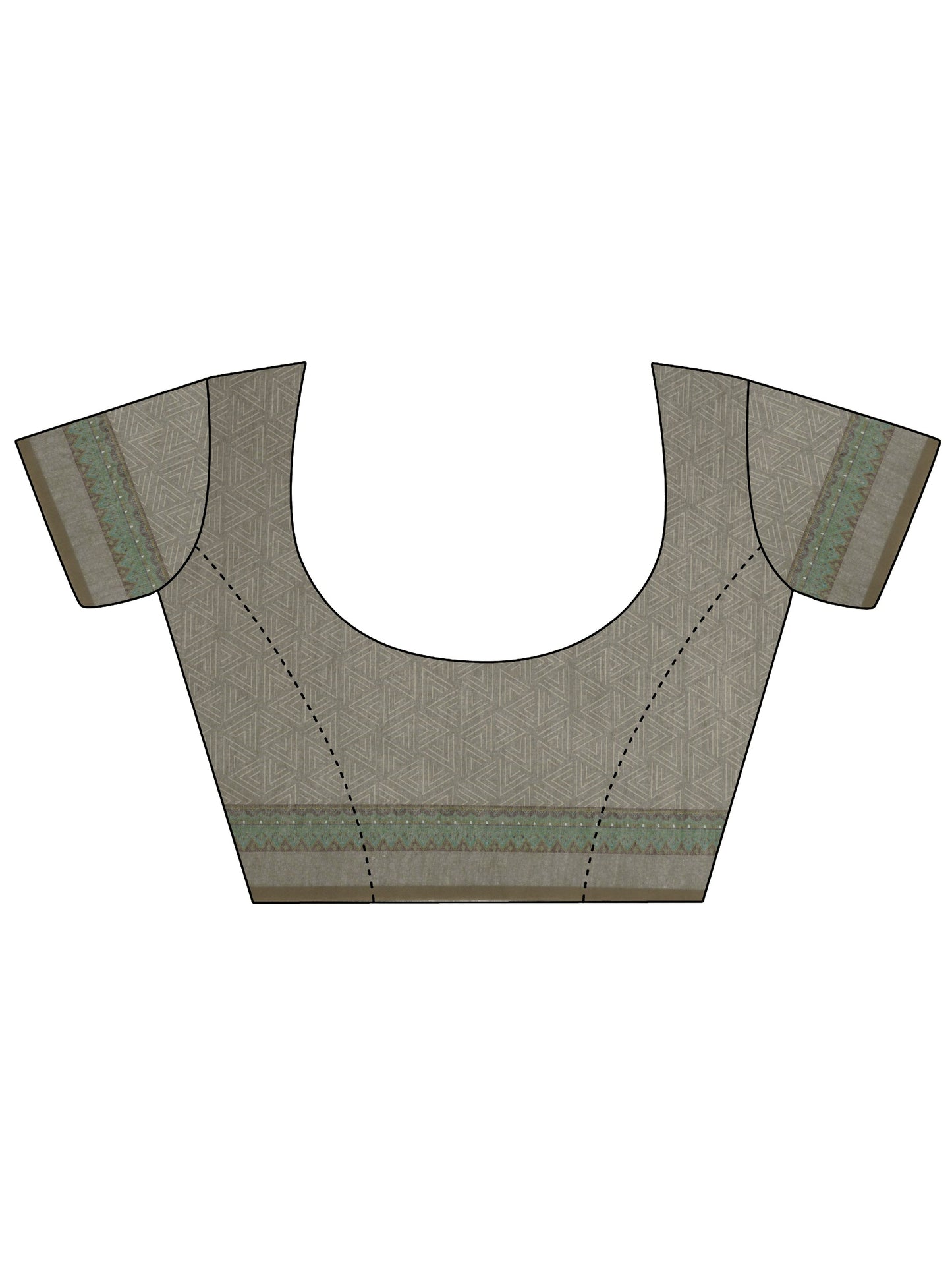 Beige Printed Silk Blend Saree With Unstitched Blouse Piece