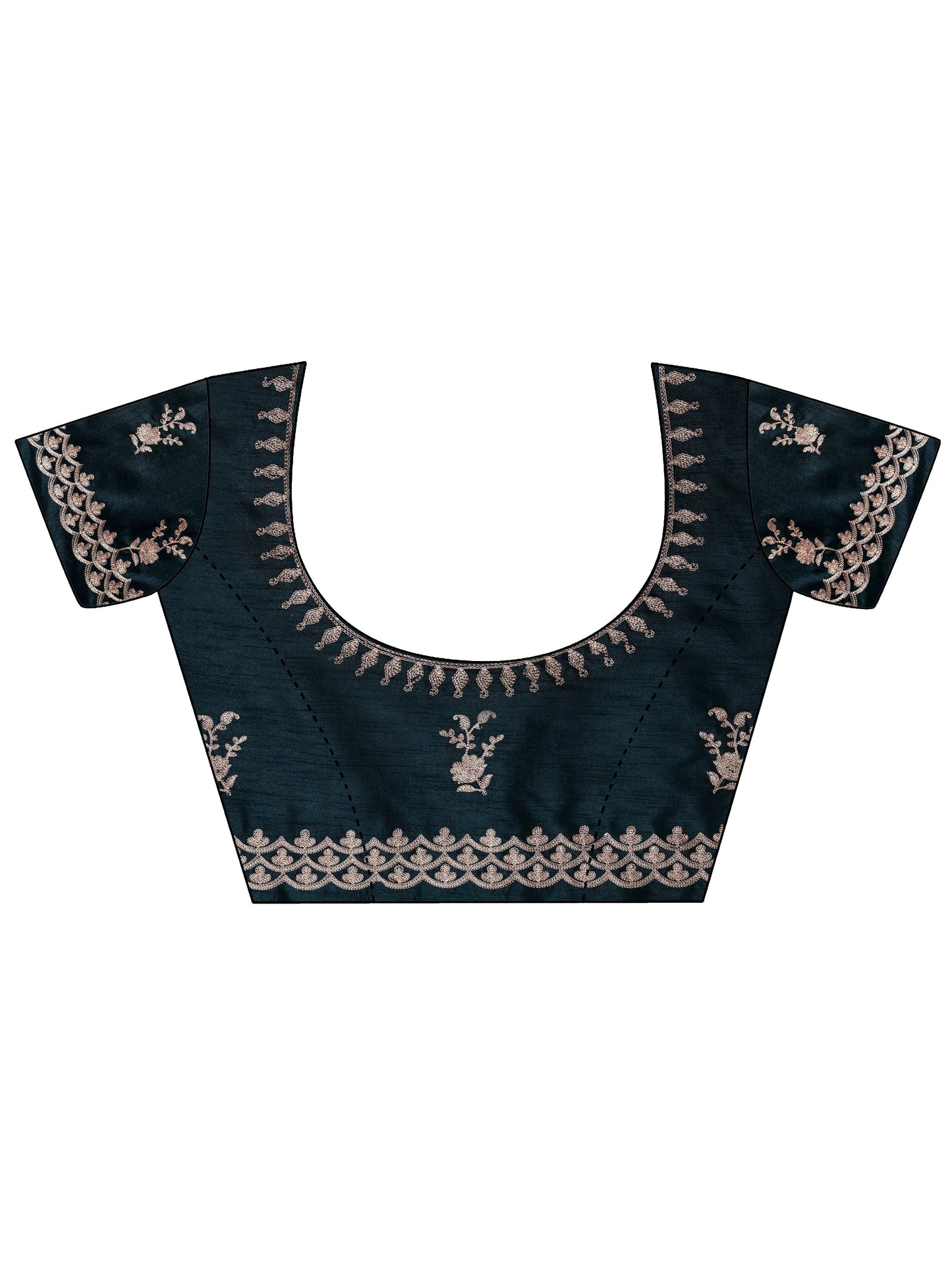 Blue Embroidered Silk Blend Saree With Unstitched Blouse Piece