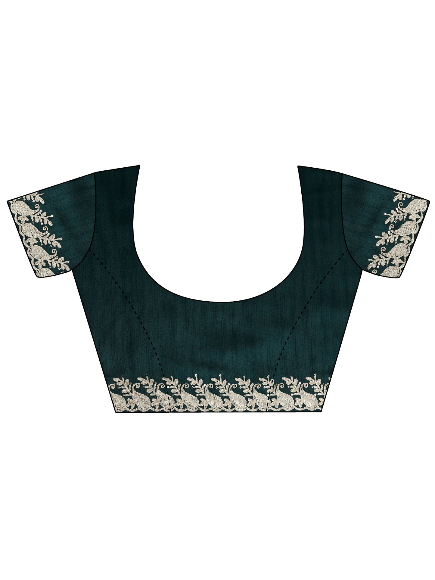 Blue Embellished Silk Blend Saree With Unstitched Blouse Piece