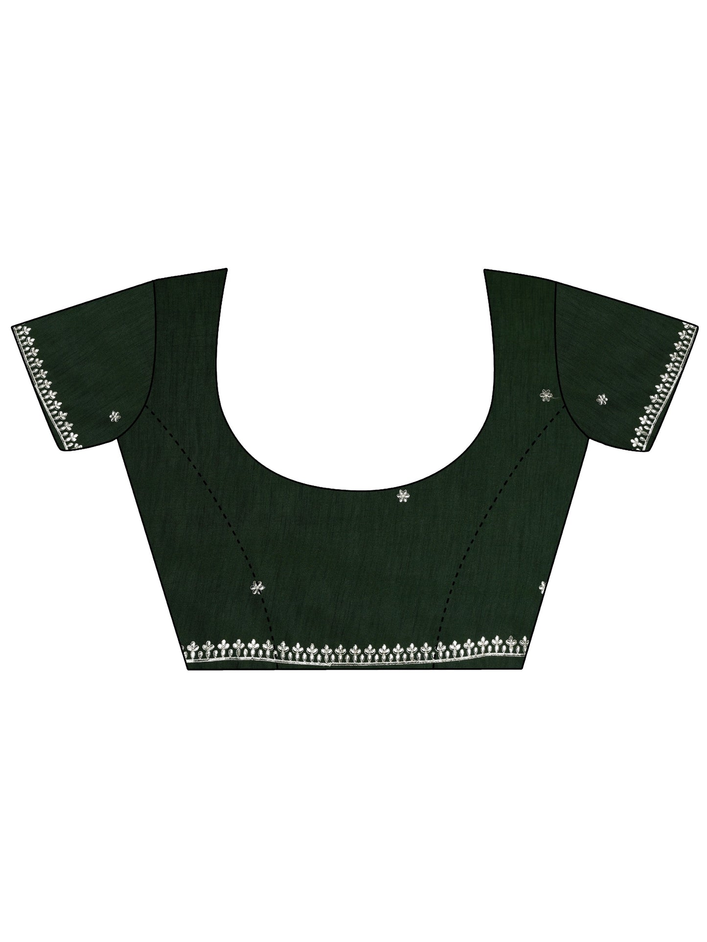 Green Printed Nylon Saree With Unstitched Blouse Piece