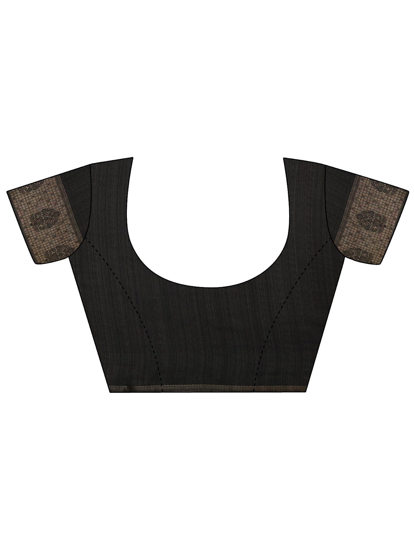 Black Printed Georgette Saree With Unstitched Blouse Piece