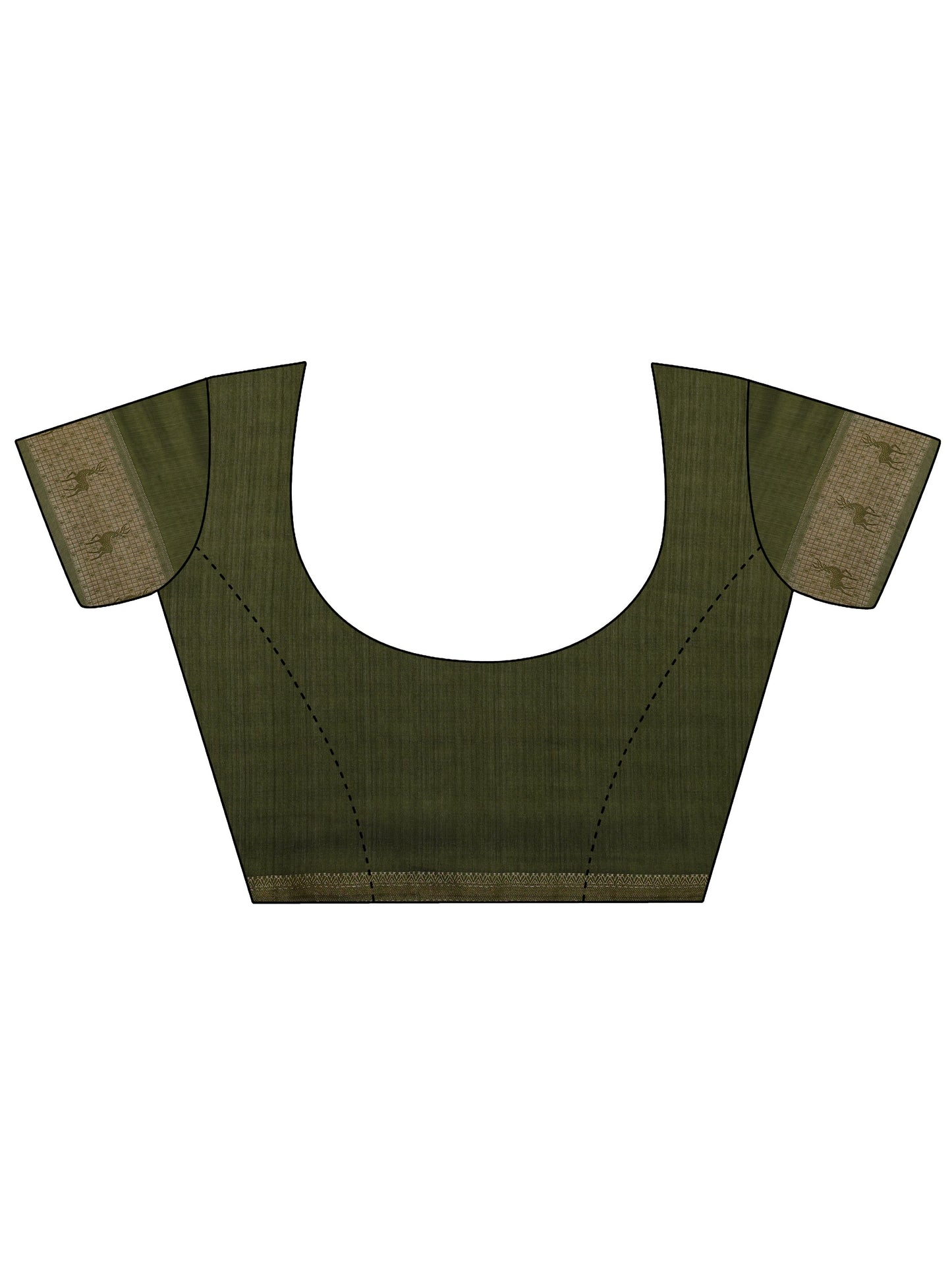 Green Printed Georgette Saree With Unstitched Blouse Piece