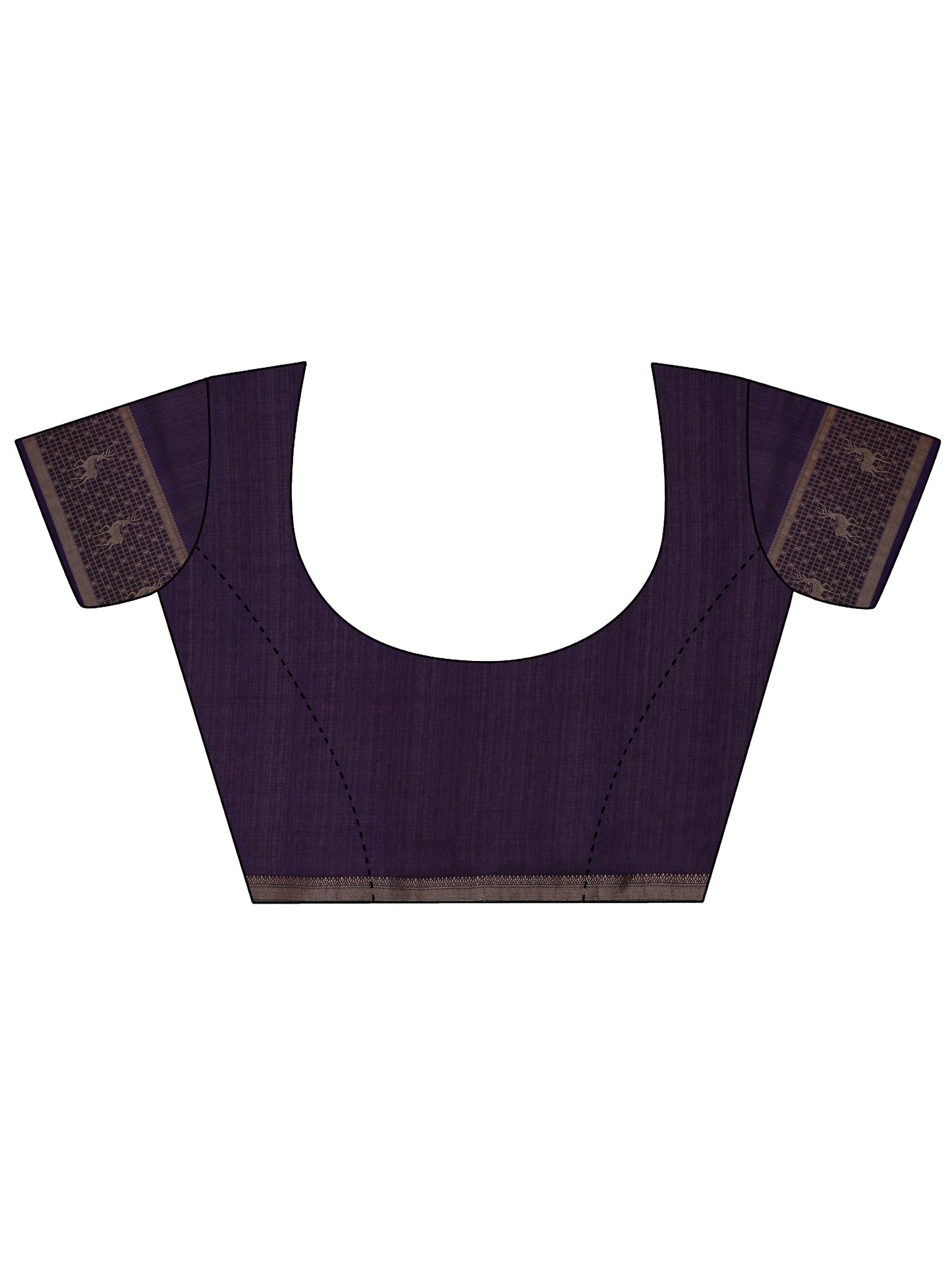 Purple Printed Georgette Saree With Unstitched Blouse Piece