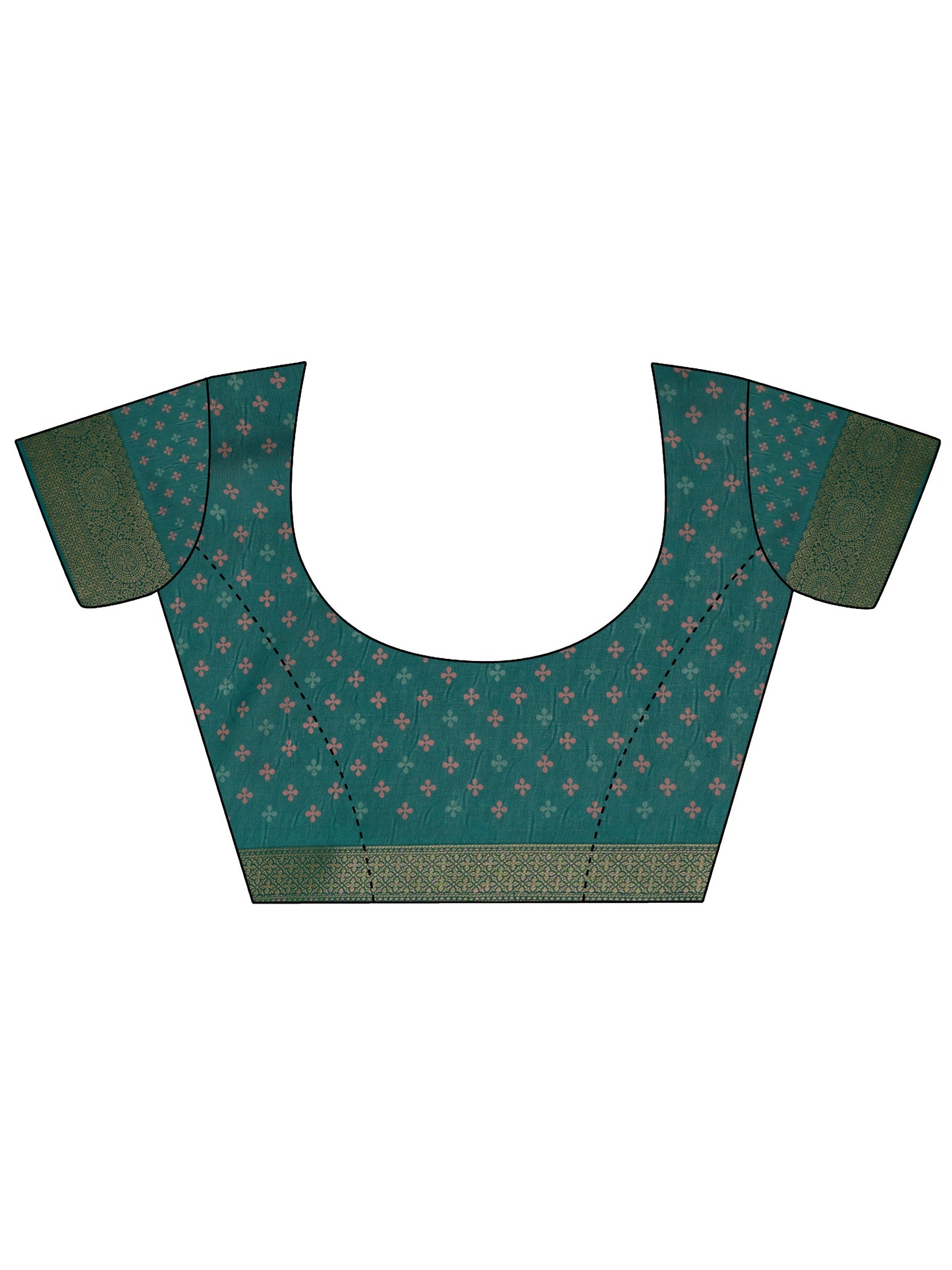Green Printed Georgette Saree With Unstitched Blouse Piece