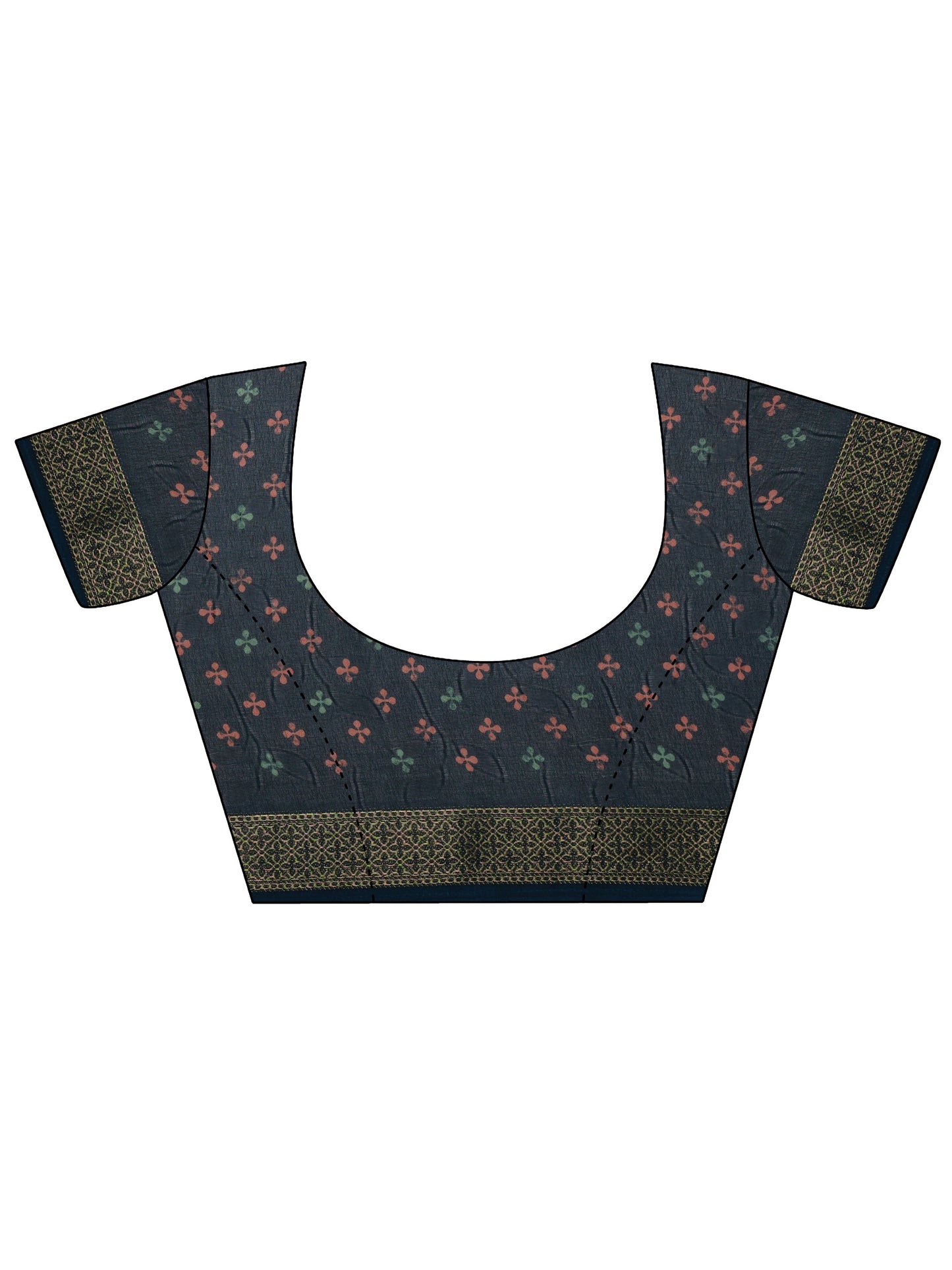 Navy Blue Printed Georgette Saree With Unstitched Blouse Piece