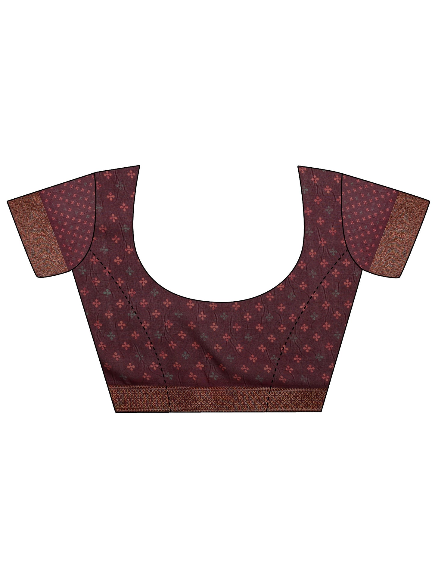 Burgundy Printed Georgette Saree With Unstitched Blouse Piece