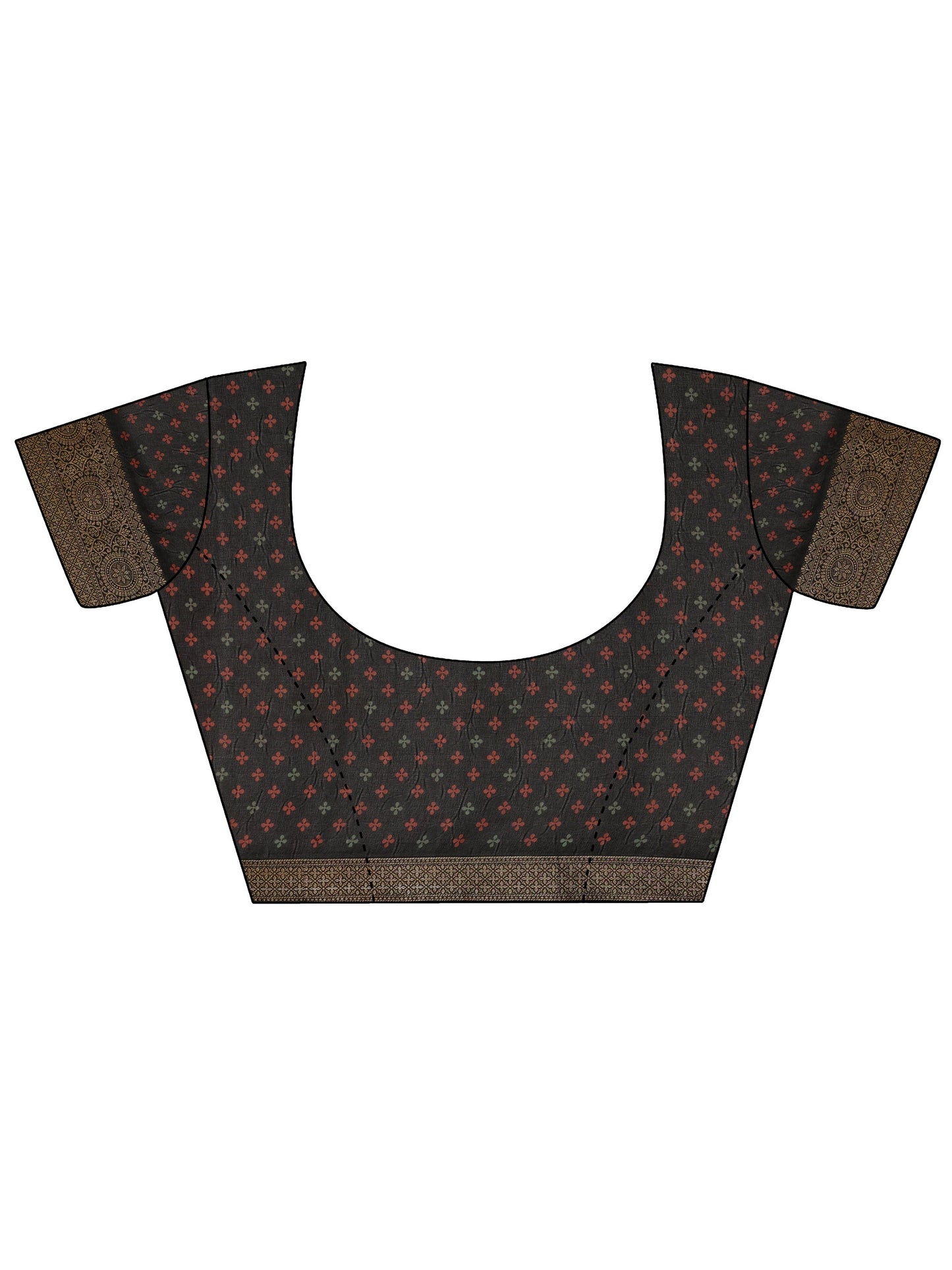 Black Printed Georgette Saree With Unstitched Blouse Piece