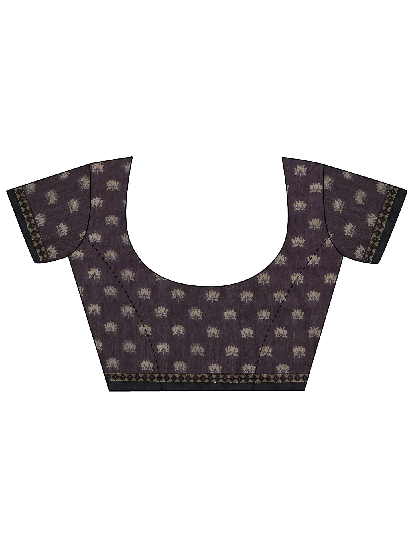 Burgundy Printed Silk Blend Saree With Unstitched Blouse Piece