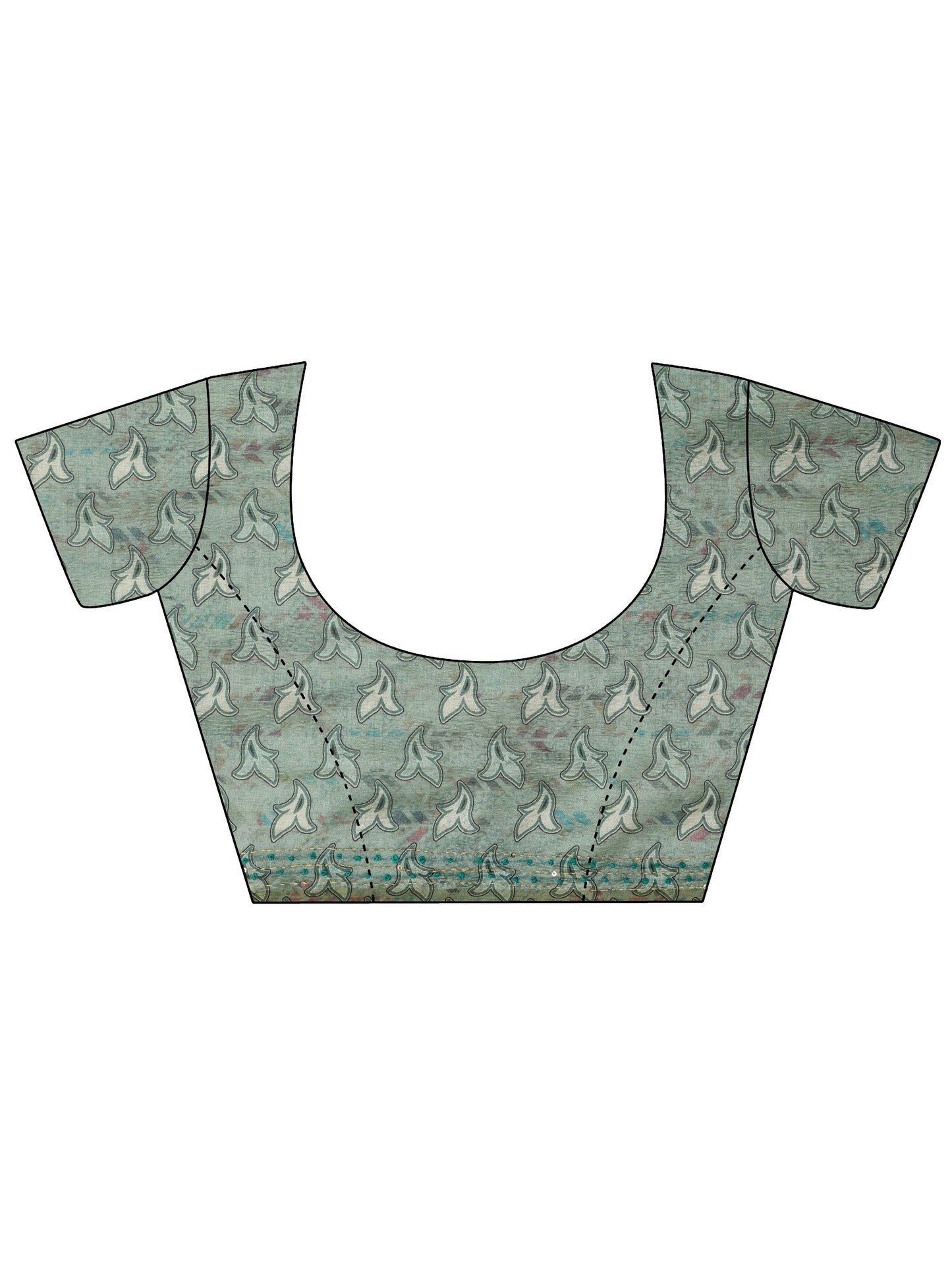 Green Embellished Silk Blend Saree With Unstitched Blouse Piece