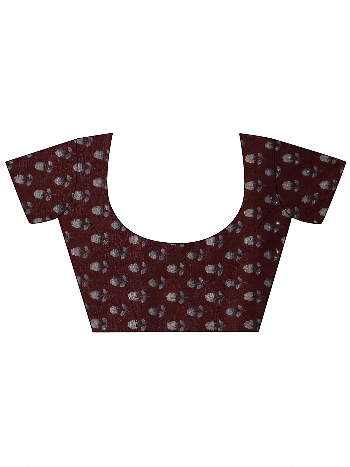 Maroon Printed Silk Blend Saree With Unstitched Blouse Piece