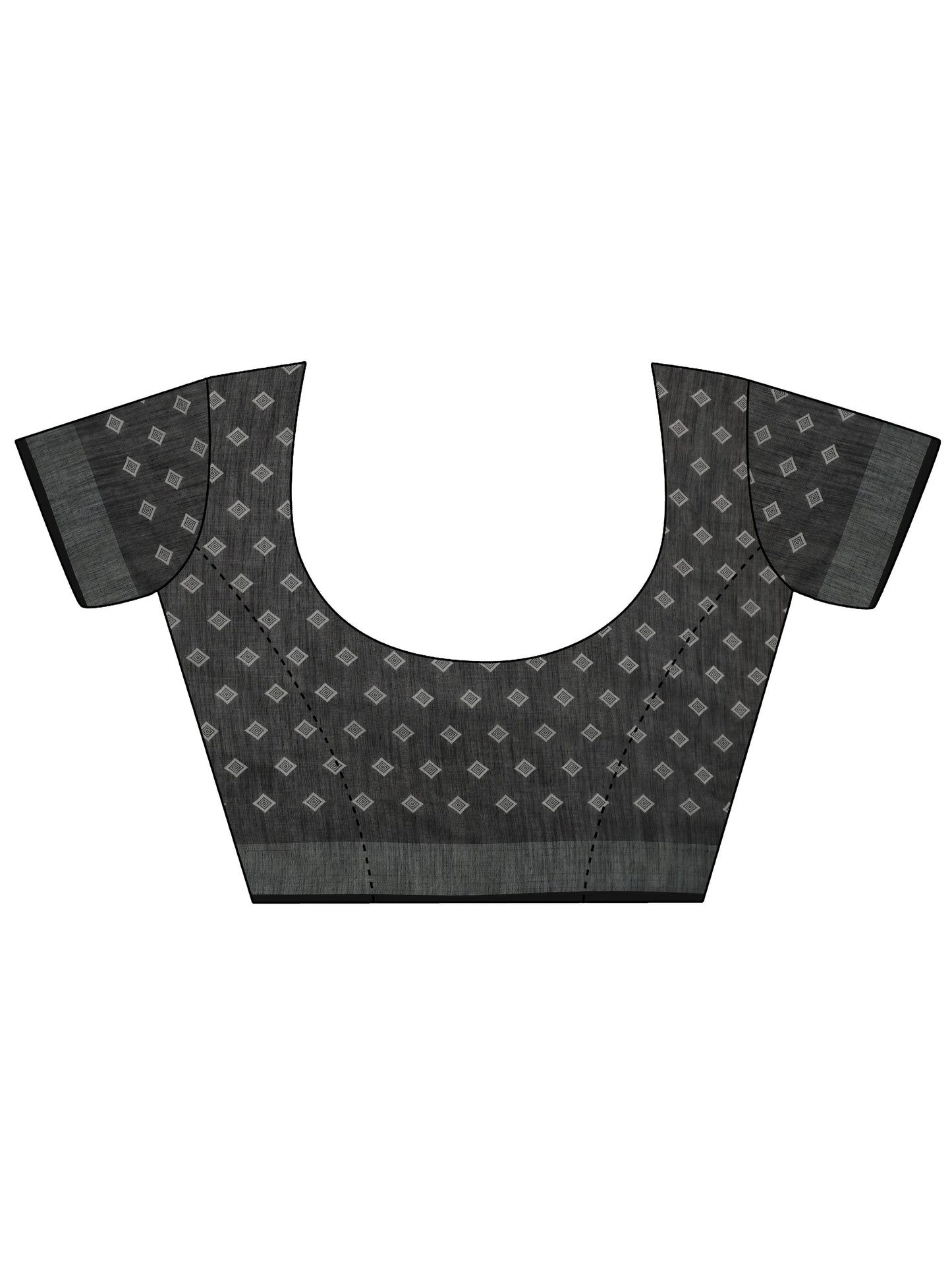 Black Printed Cotton Blend Saree With Unstitched Blouse Piece