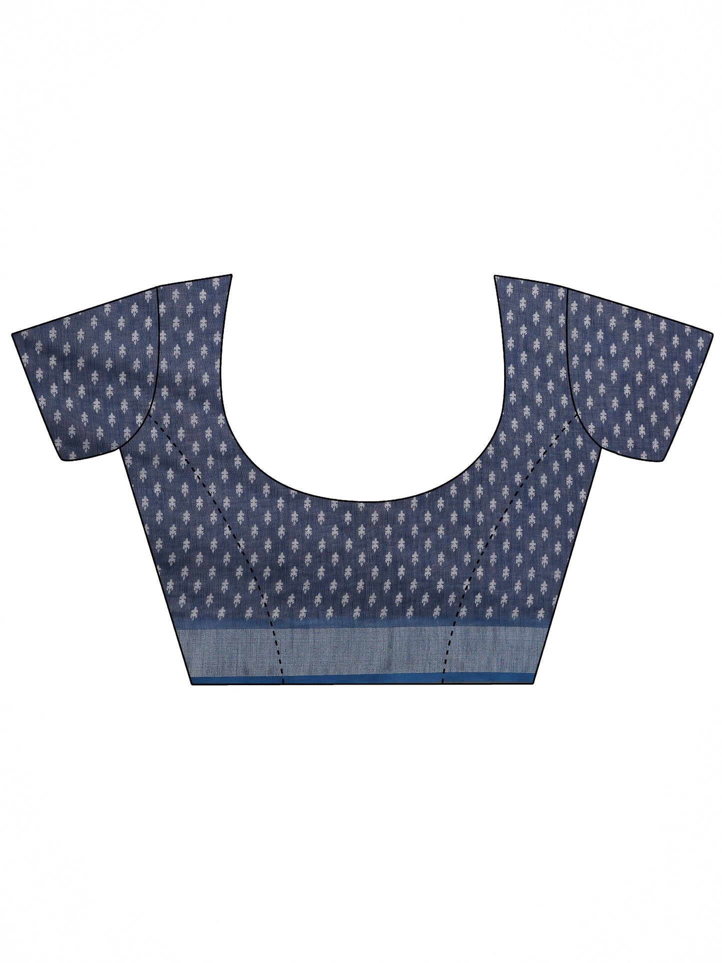 Blue Printed Cotton Blend Saree With Unstitched Blouse Piece