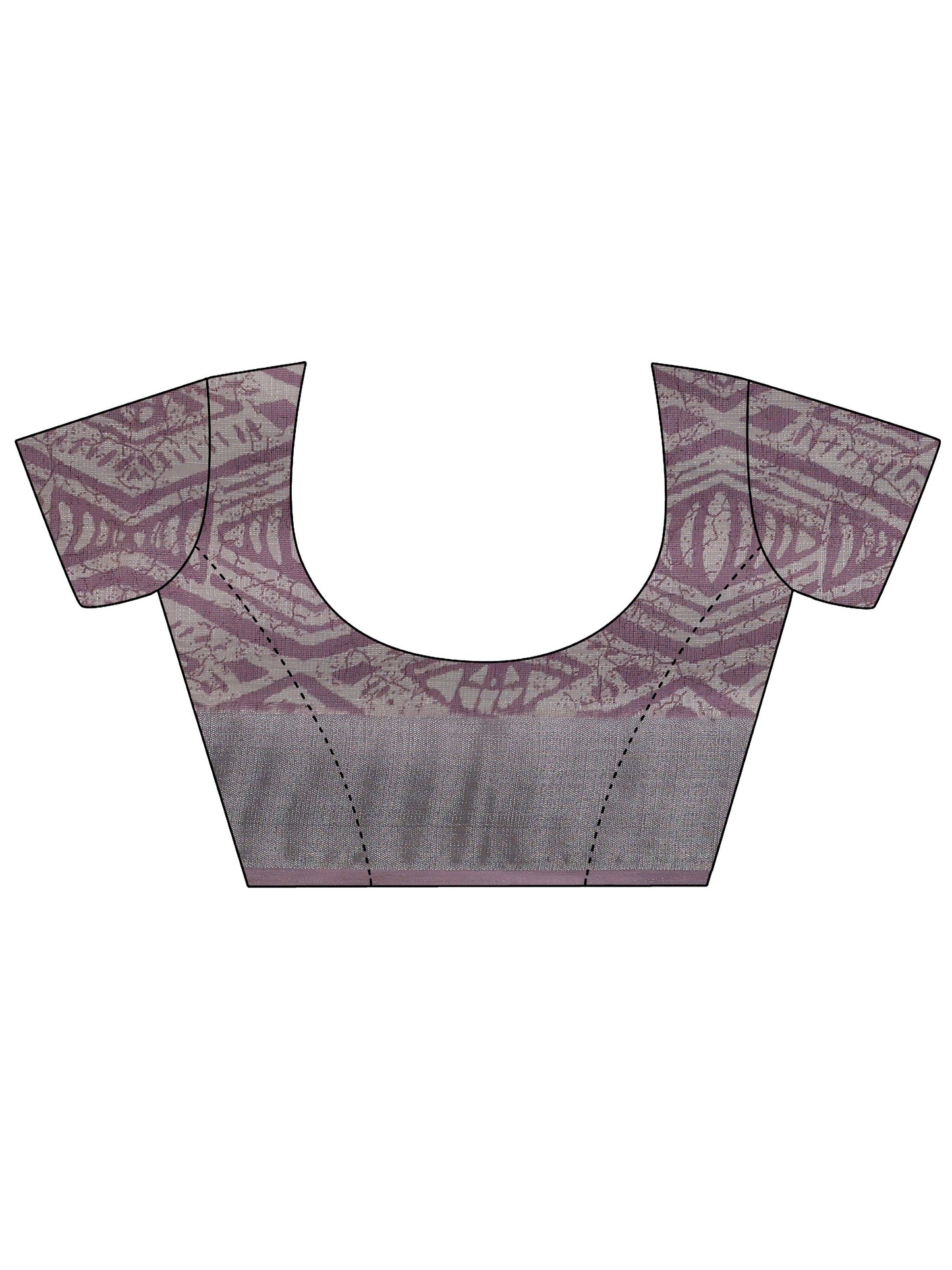 Mauve Jamdani Printed Cotton Blend Saree With Unstitched Blouse Piece