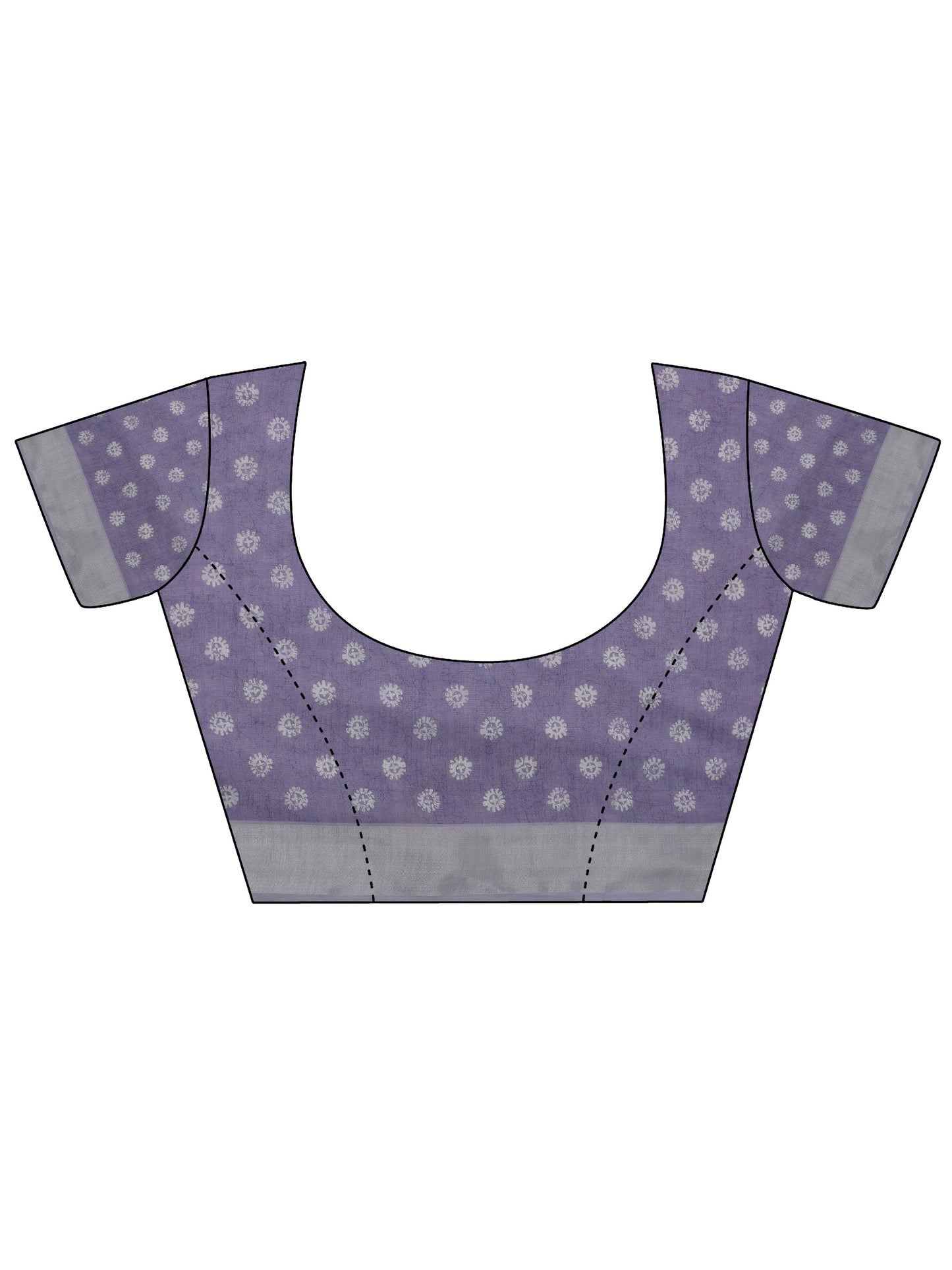 Lavender Printed Cotton Blend Jamdani Saree With Unstitched Blouse Piece