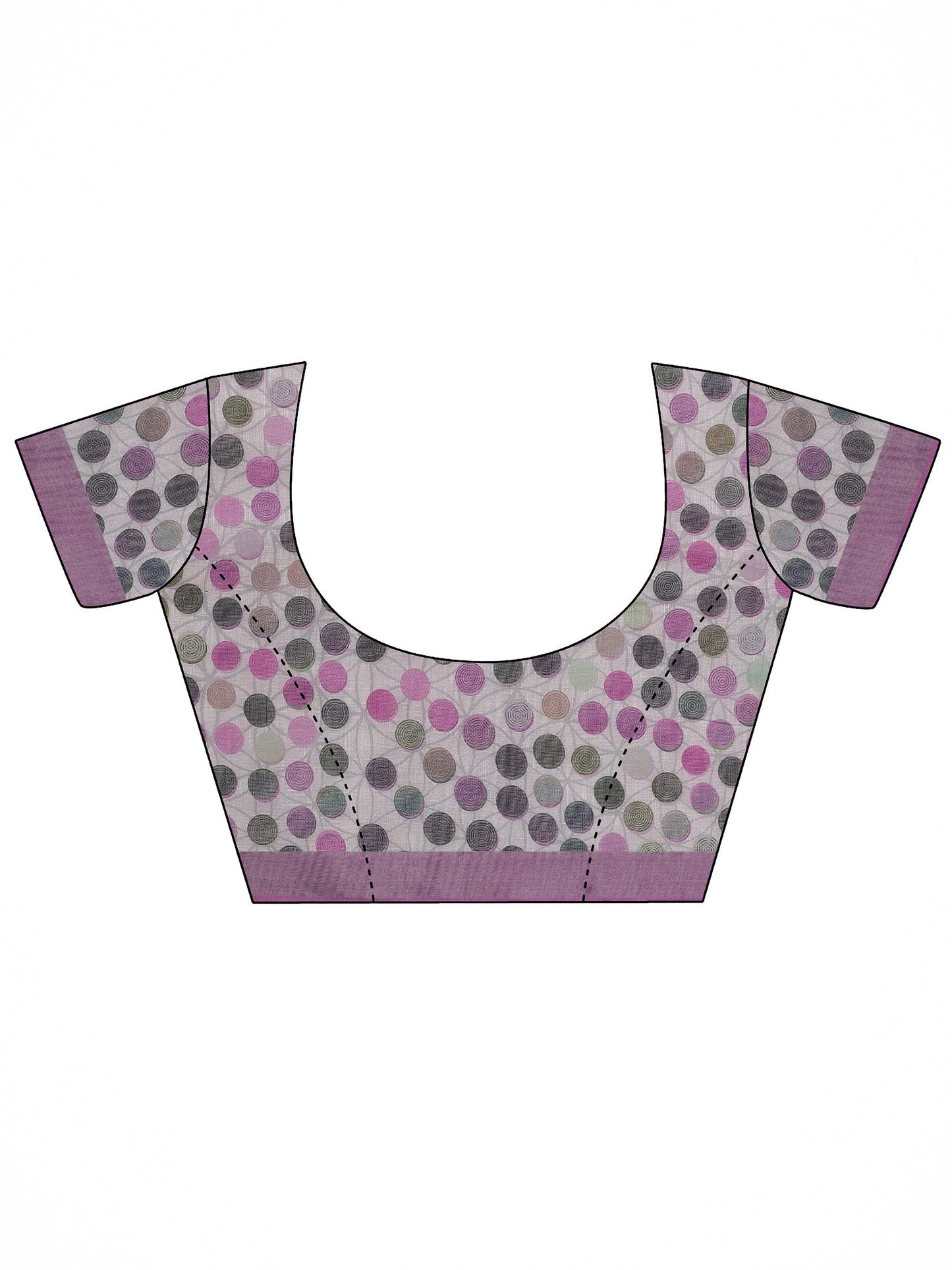 White Printed Cotton Blend Saree With Unstitched Blouse Piece