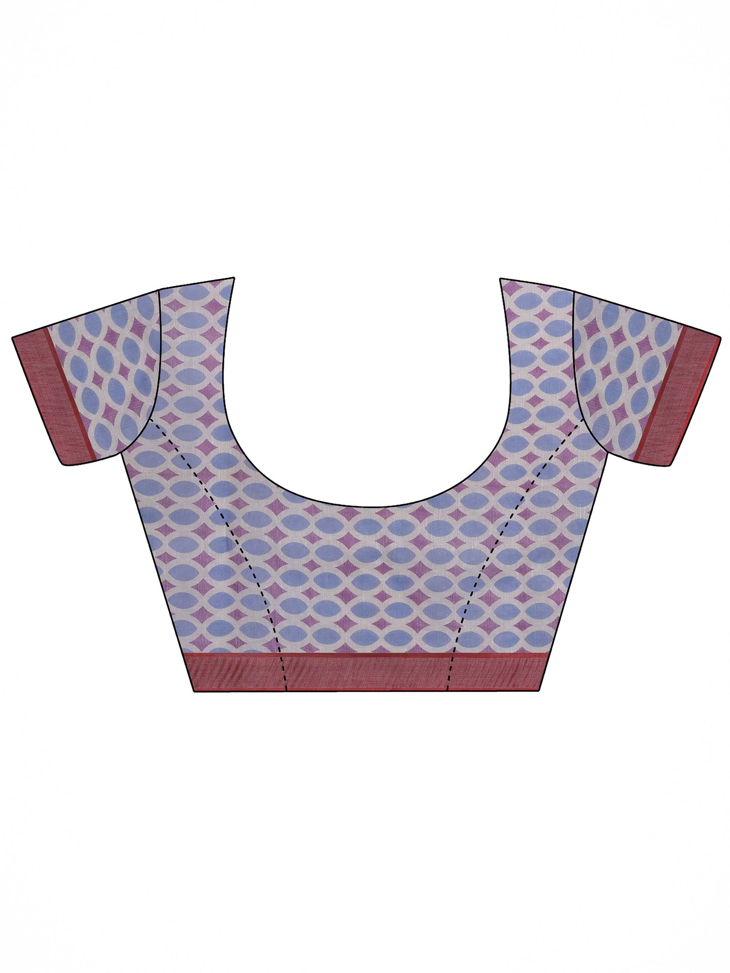 White Printed Cotton Blend Saree With Unstitched Blouse Piece