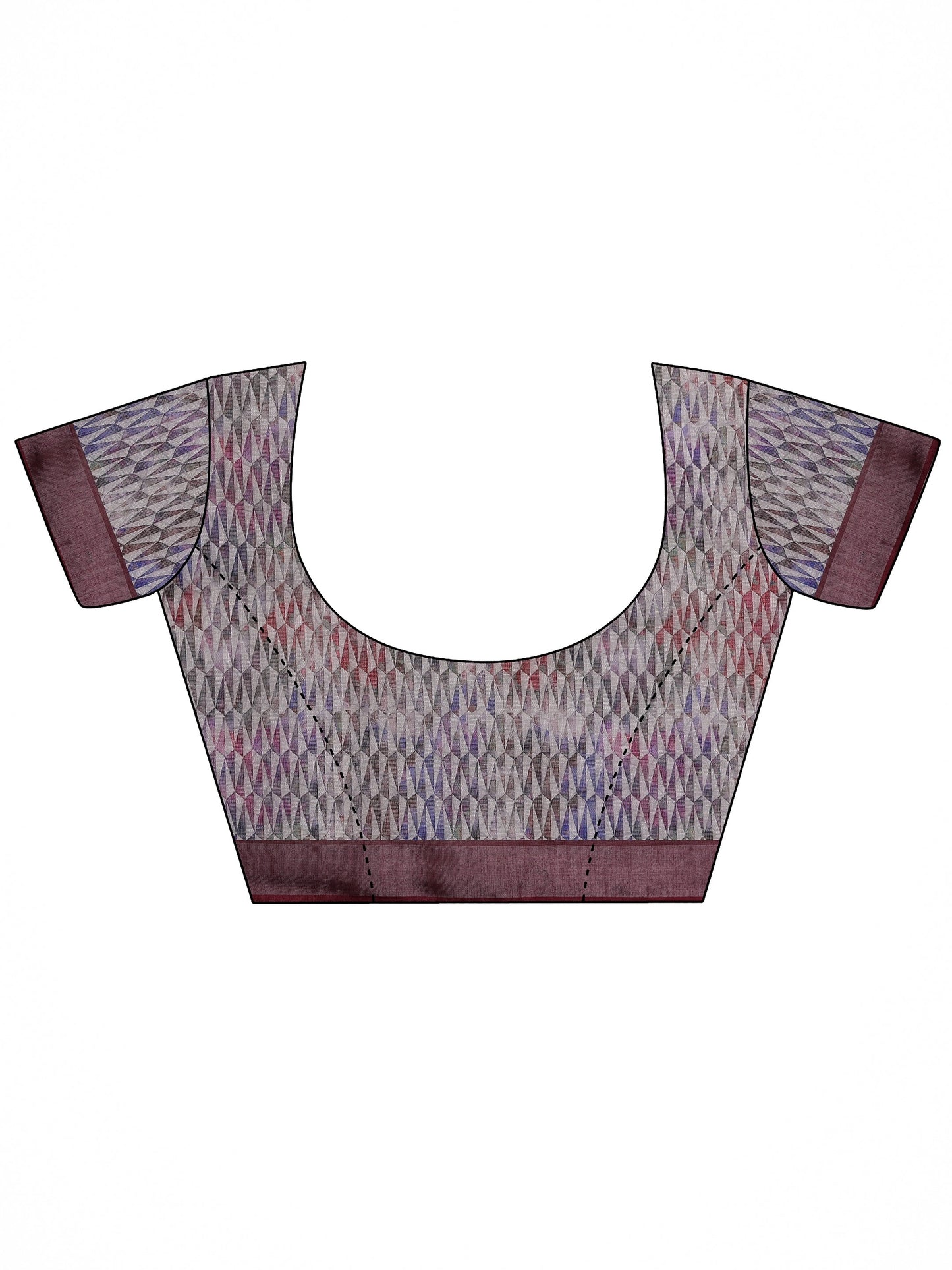 White Printed Cotton Blend Saree With Unstitched Blouse Piece