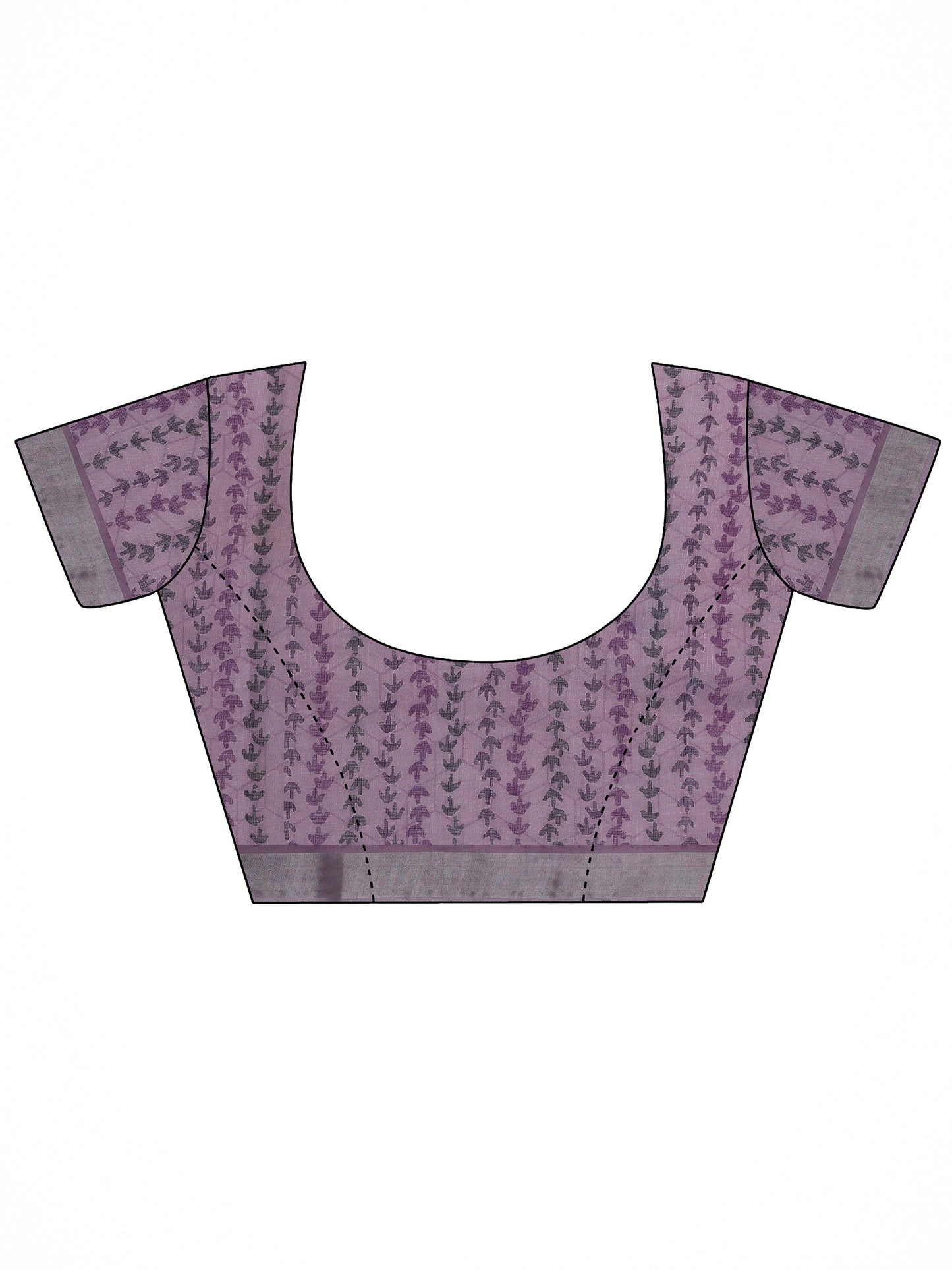 Lavender Printed Cotton Blend Saree With Unstitched Blouse Piece