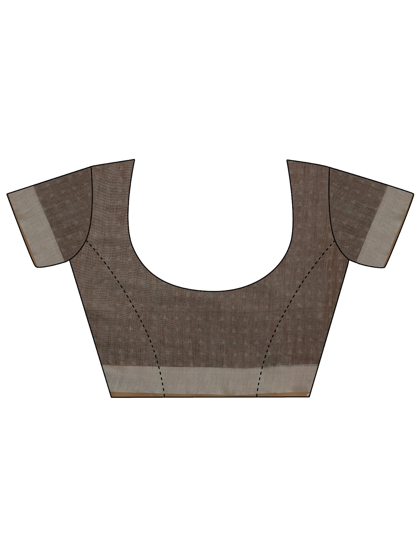 Brown Printed Cotton Blend Saree With Unstitched Blouse Piece