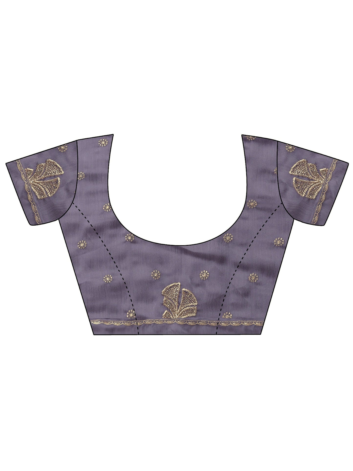 Purple Embellished Chinon Saree With Unstitched Blouse Piece