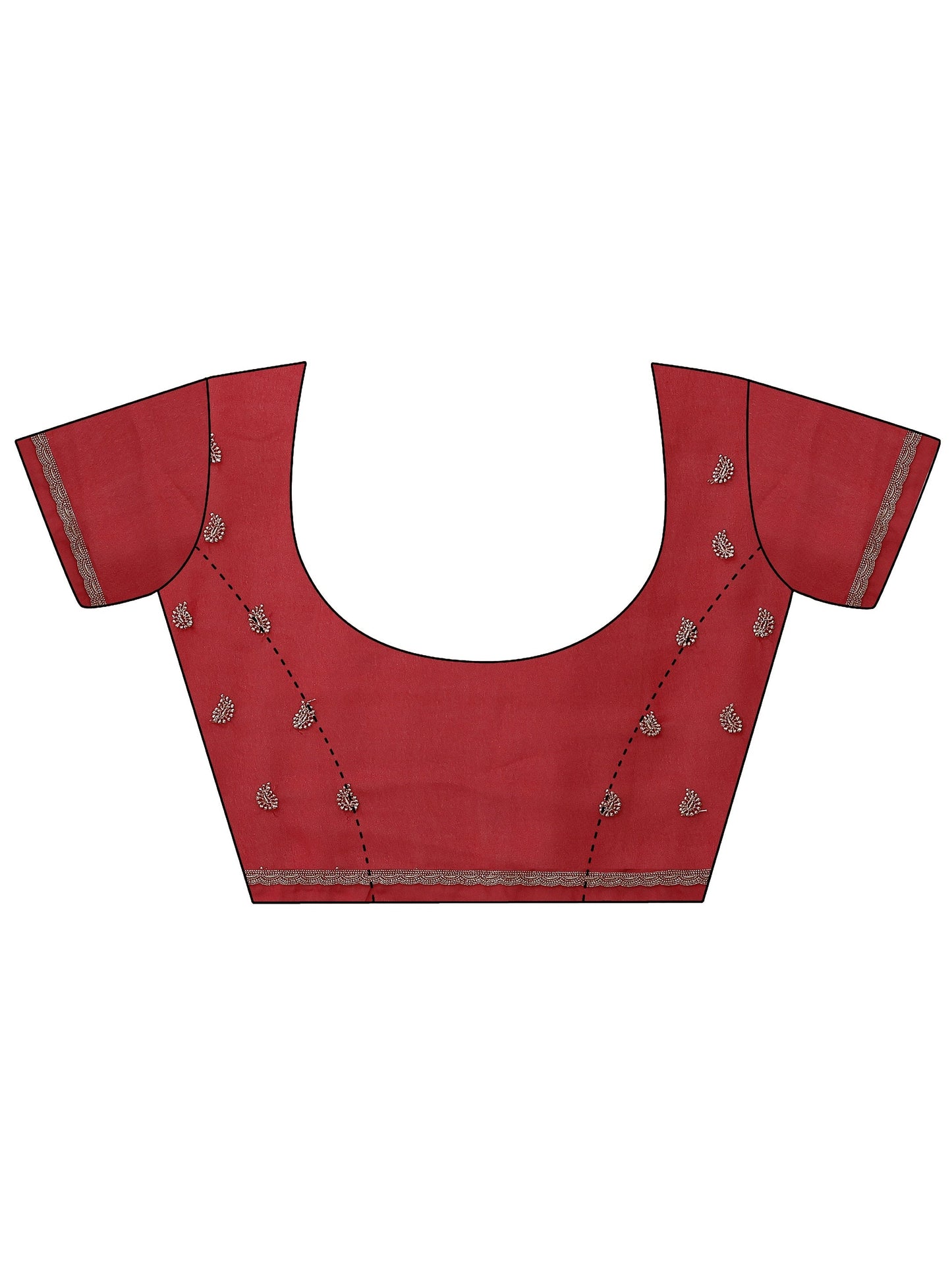 Red Embroidered Georgette Saree With Unstitched Blouse Piece