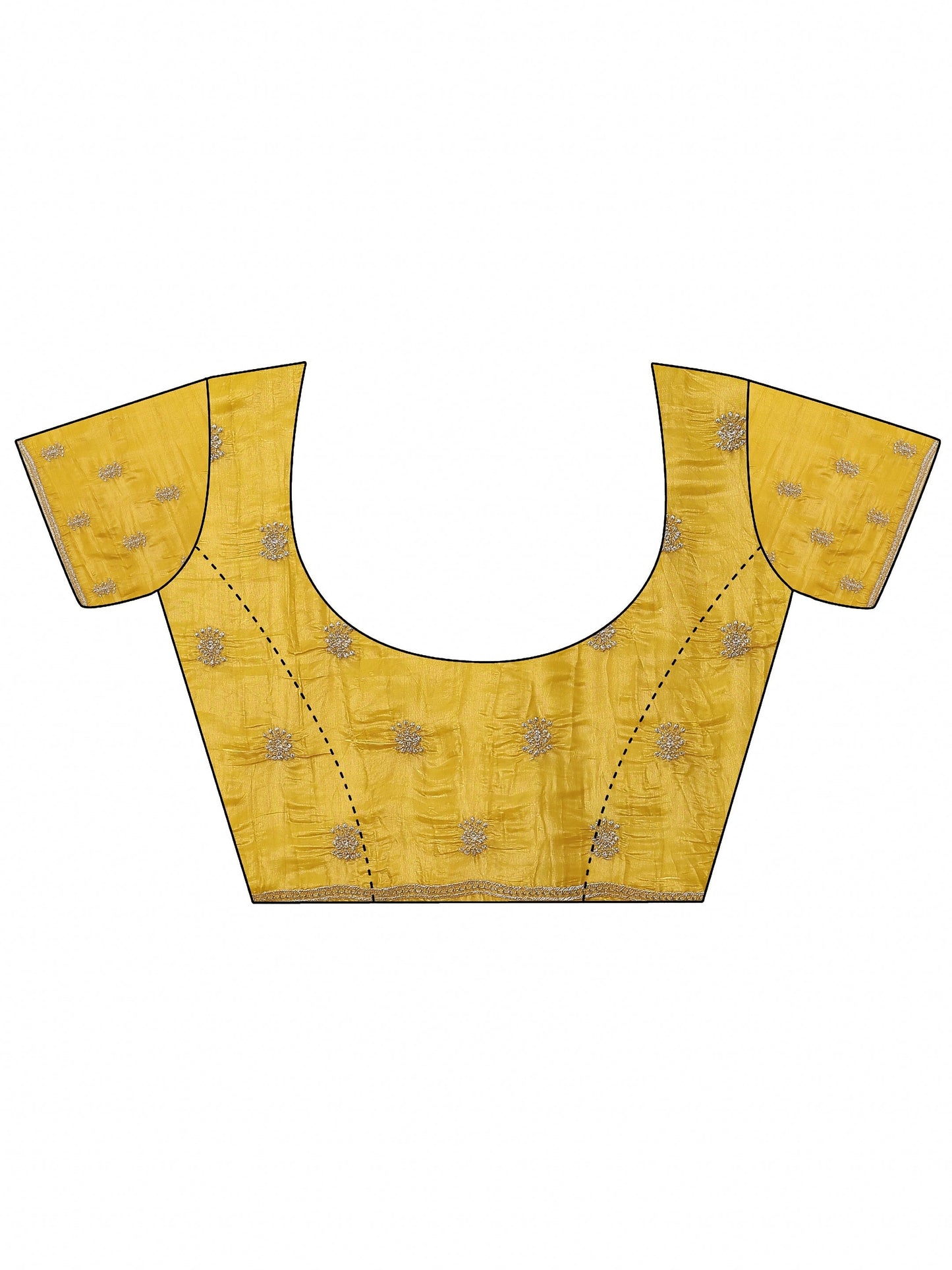 Mustard Embroidered Banarasi Organza Saree With Unstitched Blouse Piece