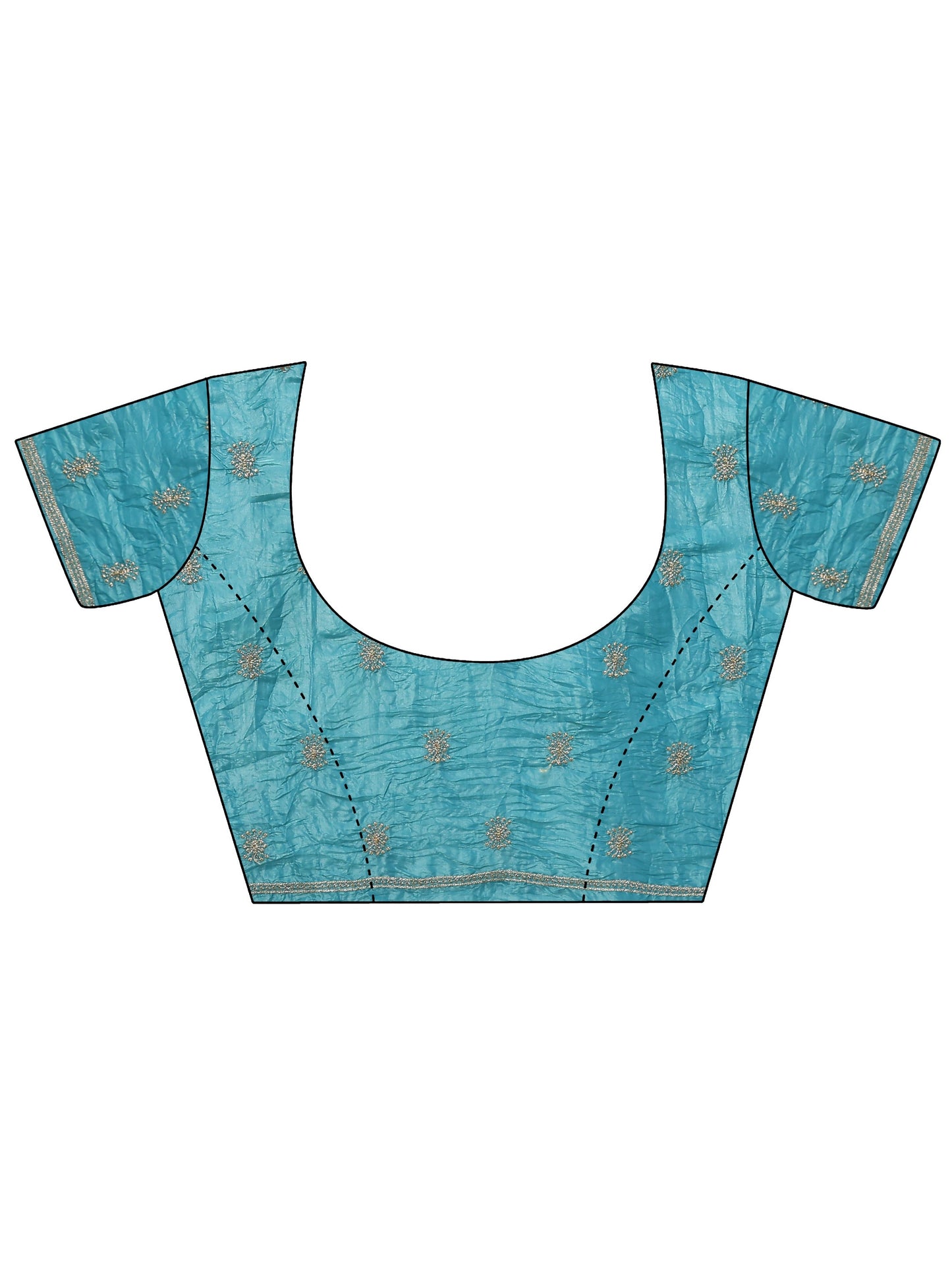 Blue Embroidered Organza Saree With Unstitched Blouse Piece