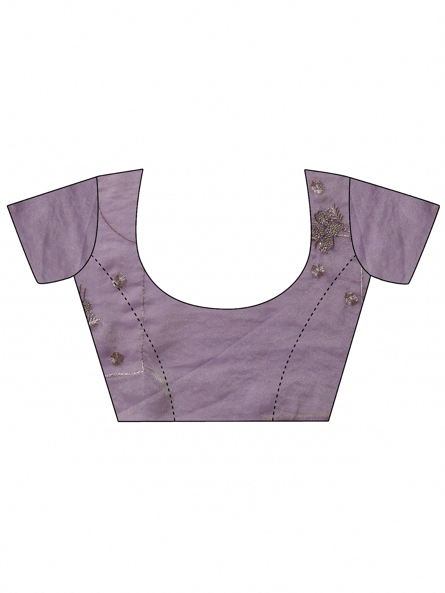 Lavender Embellished Organza Saree With Unstitched Blouse Piece