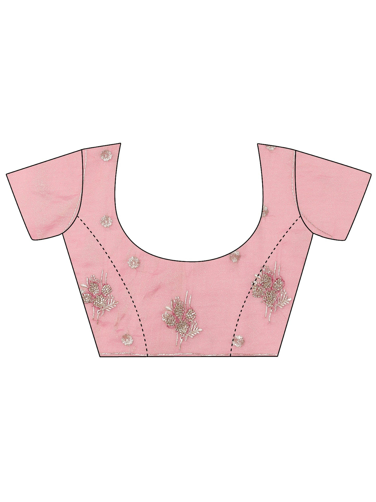 Pink Embellished Organza Saree With Unstitched Blouse Piece