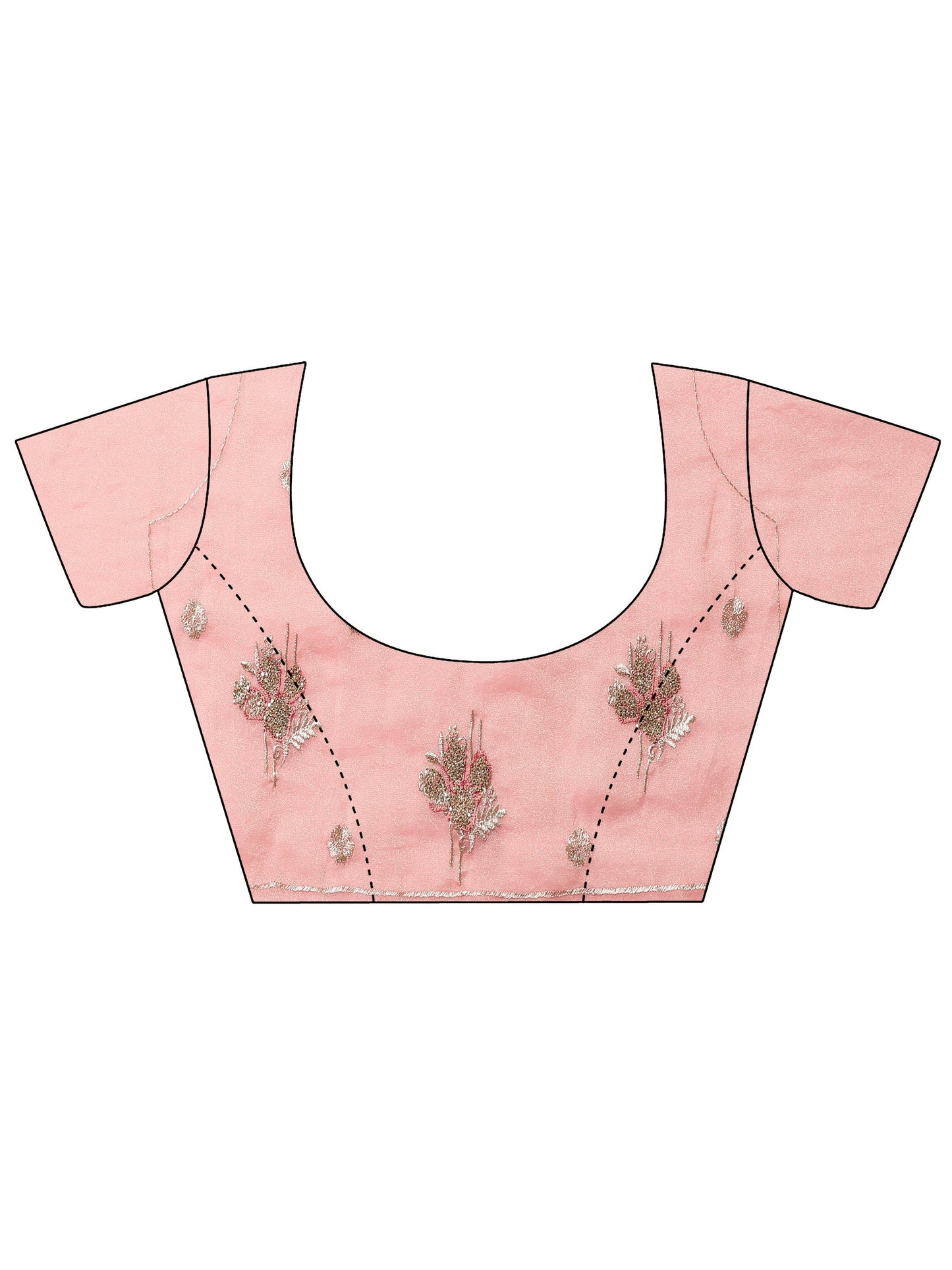 Peach Embellished Organza Saree With Unstitched Blouse Piece