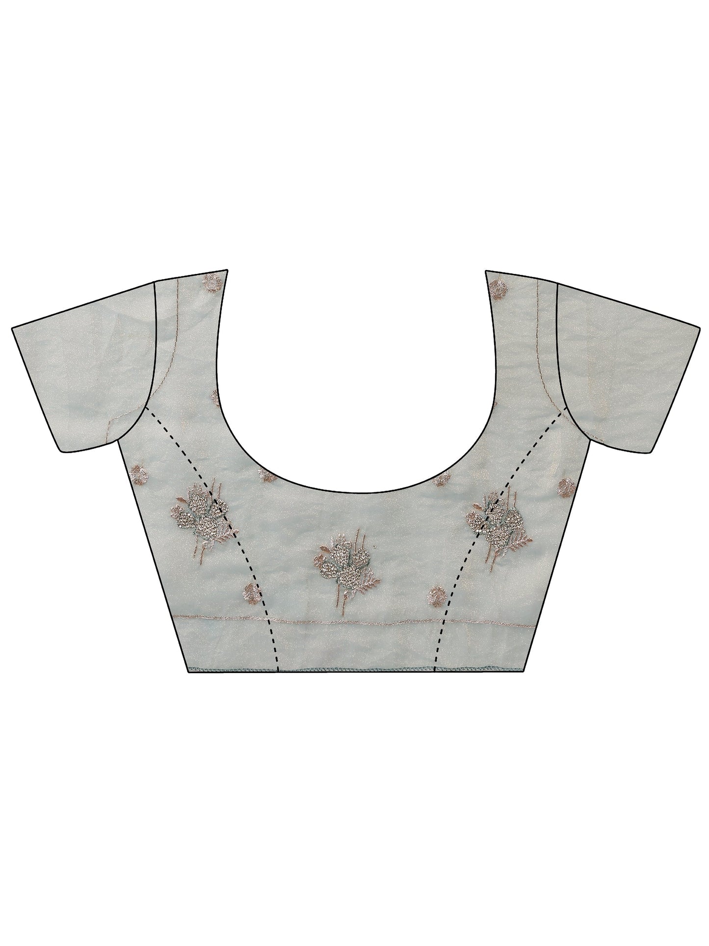 Blue Embellished Organza Saree With Unstitched Blouse Piece