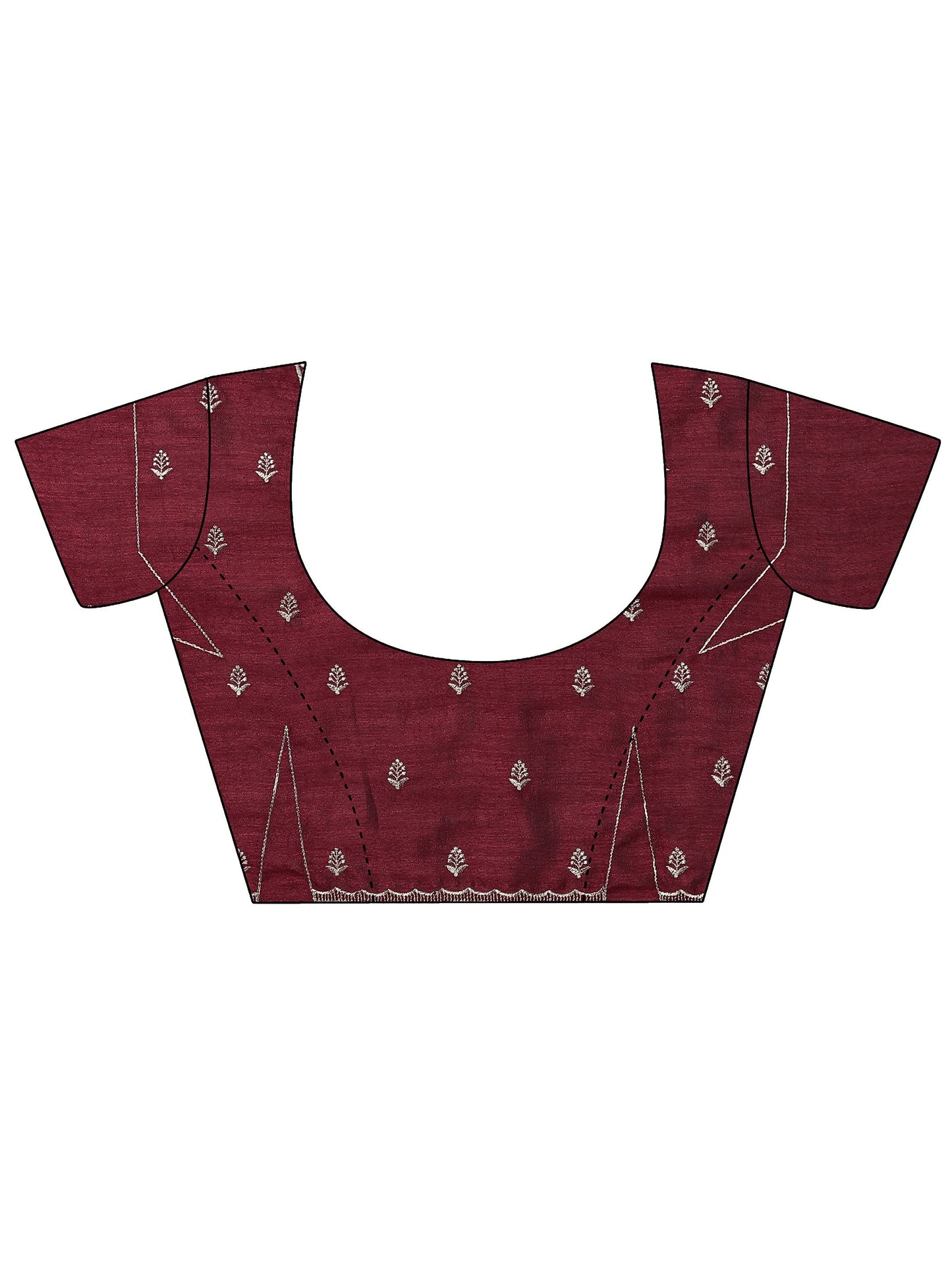 Maroon Embellished Silk Blend Saree With Unstitched Blouse Piece