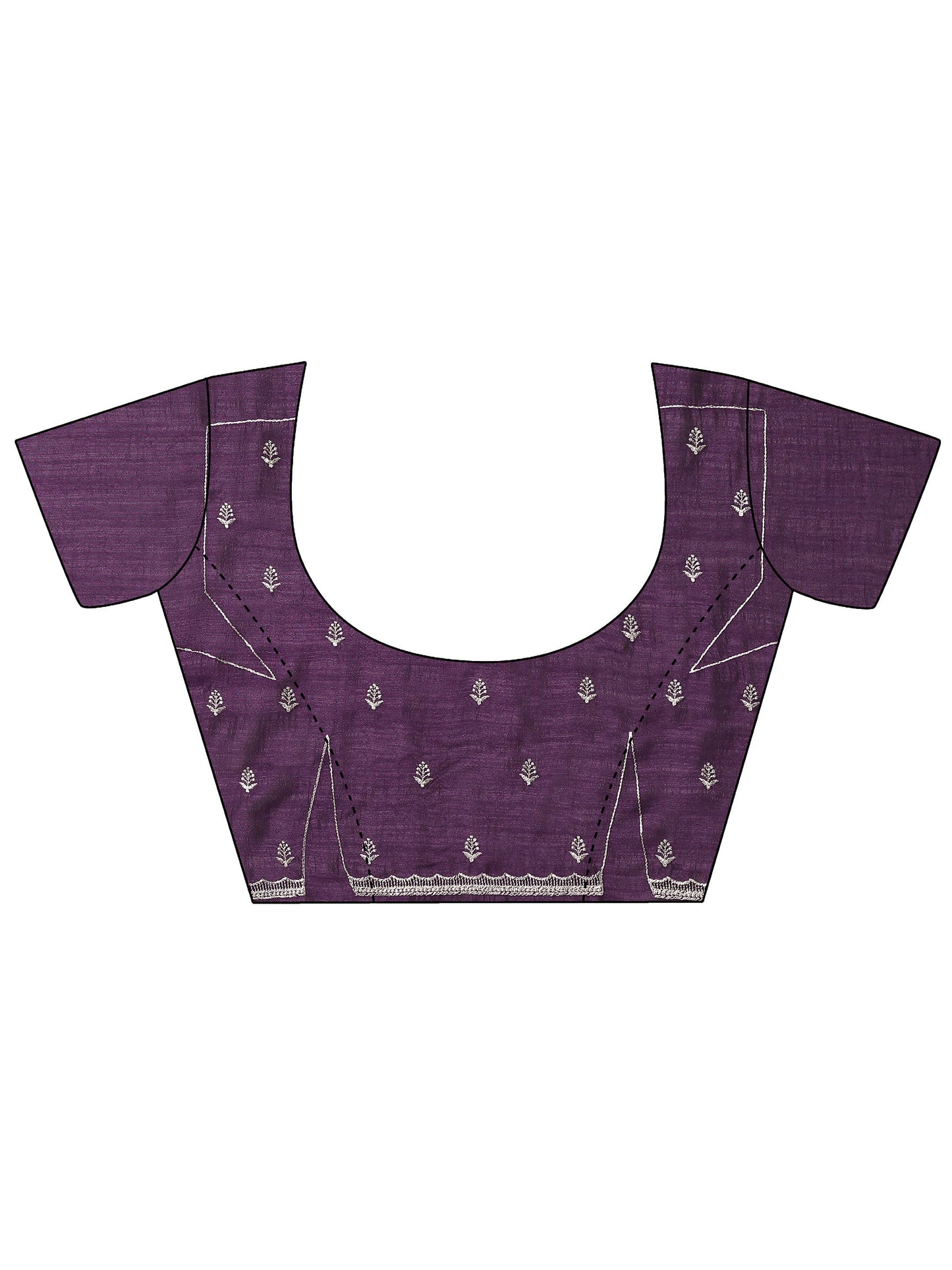 Purple Embellished Silk Blend Saree With Unstitched Blouse Piece