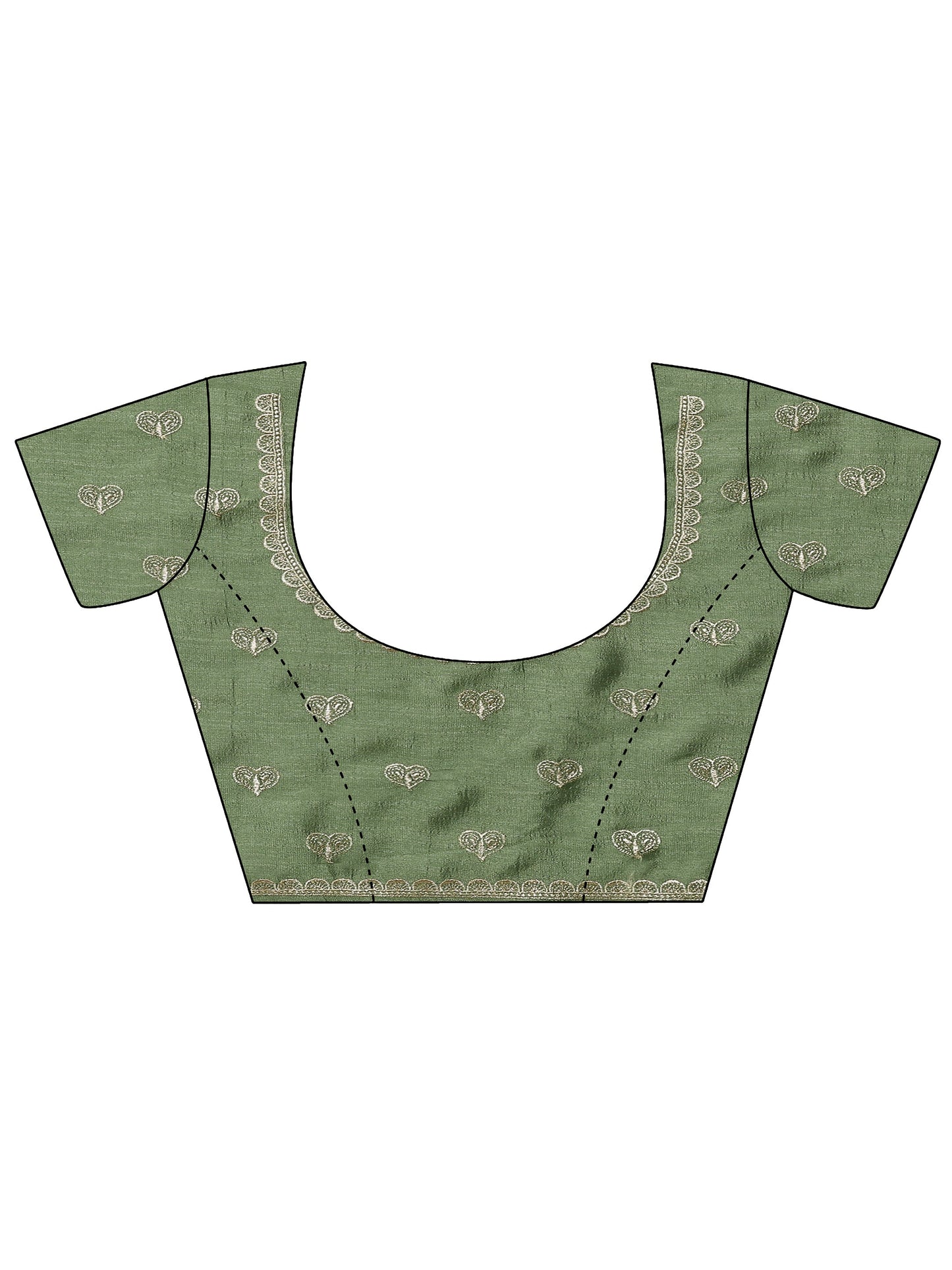 Green Embellished Silk Blend Saree With Unstitched Blouse Piece