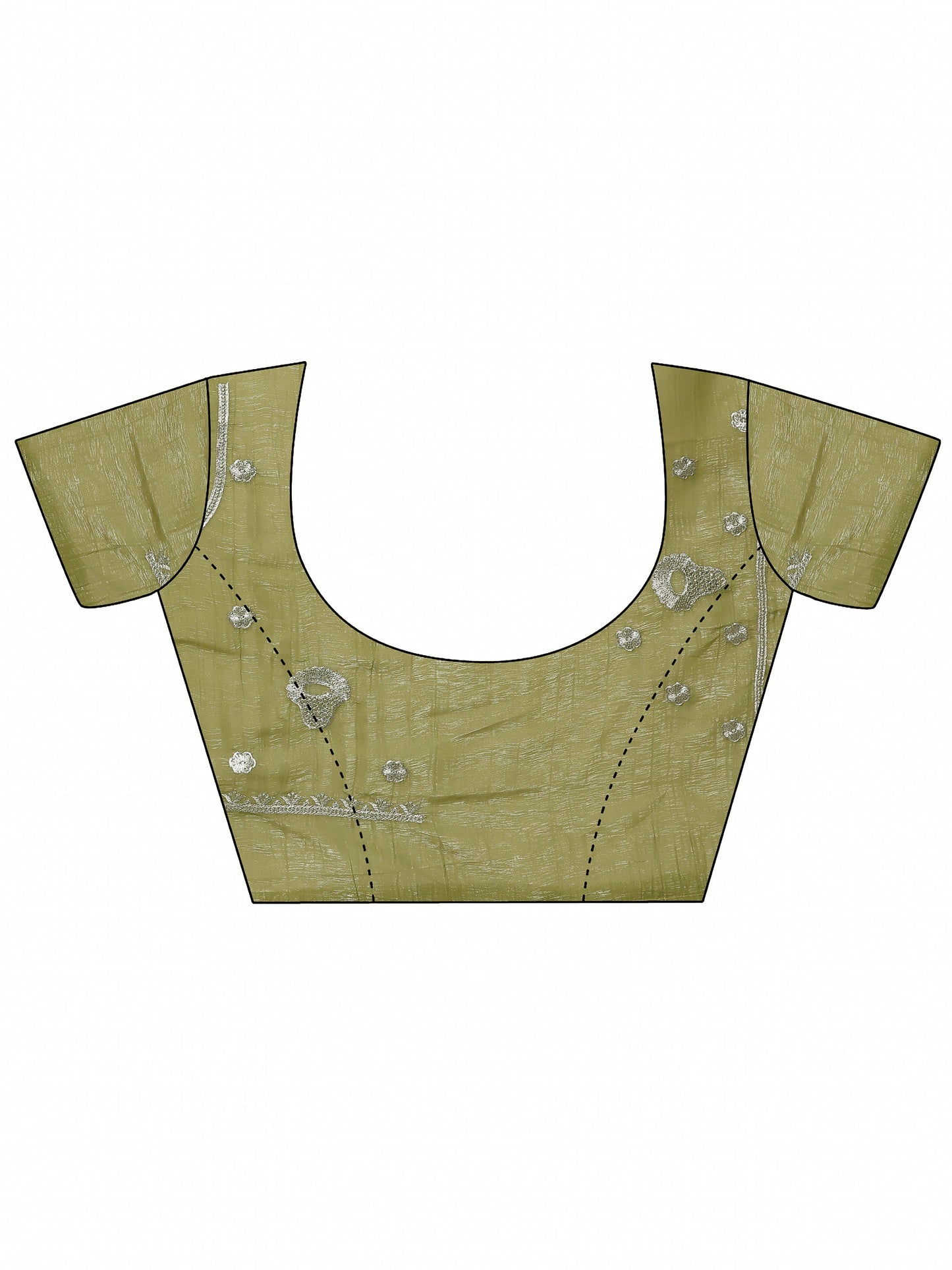 Green Embellished Chinon Saree With Unstitched Blouse Piece