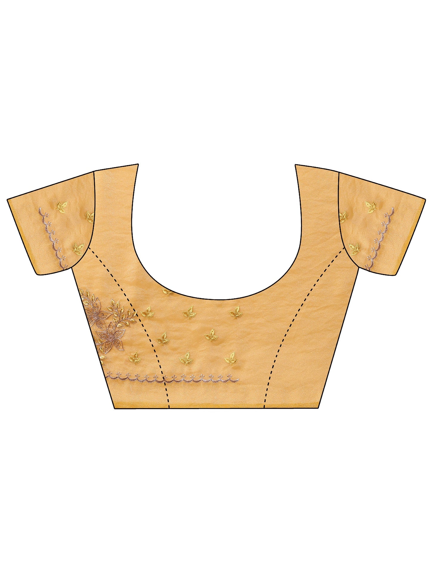 Mustard Embroidered Organza Saree With Unstitched Blouse Piece