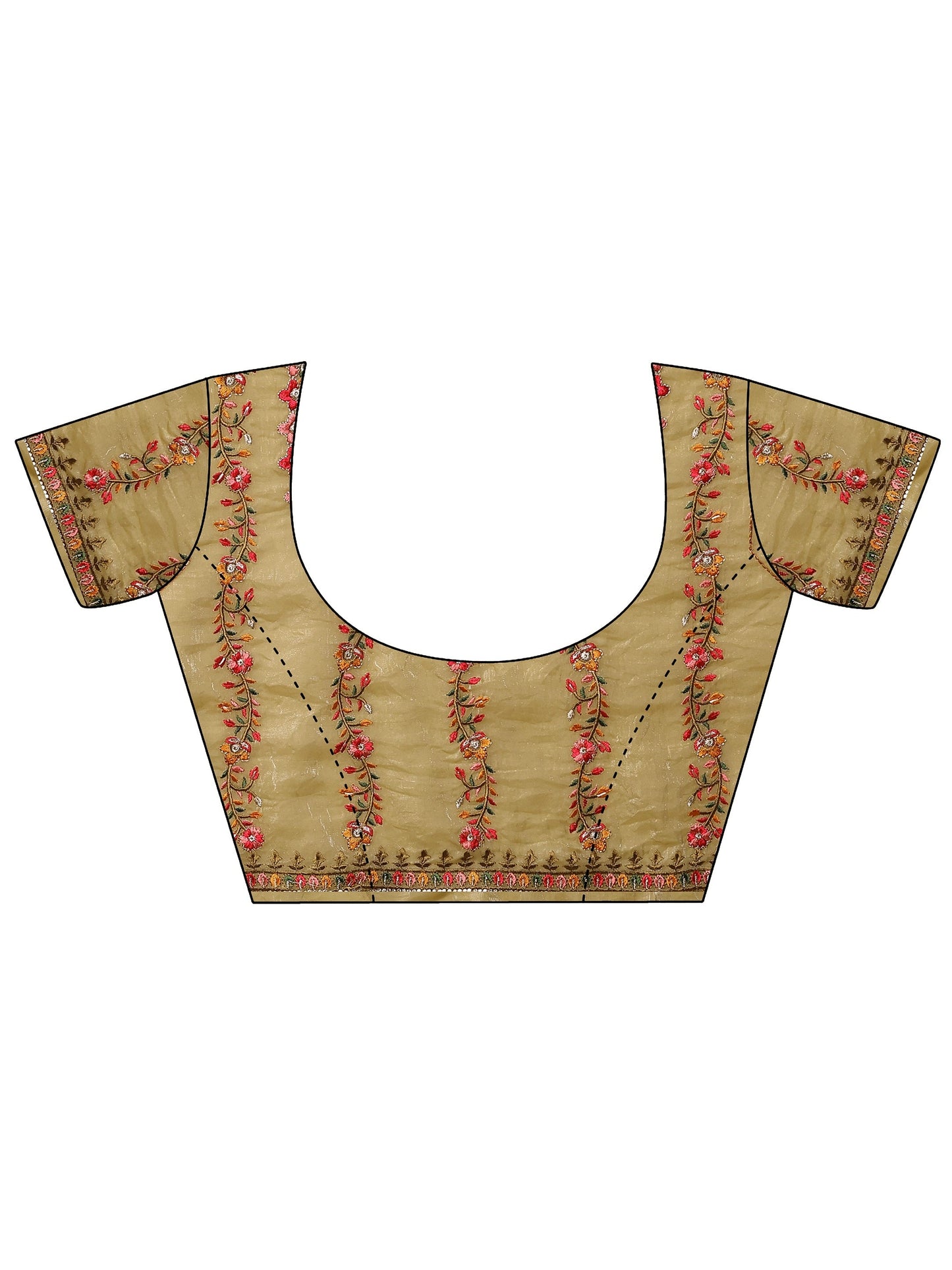 Green Embroidered Banarasi Organza Saree With Unstitched Blouse Piece