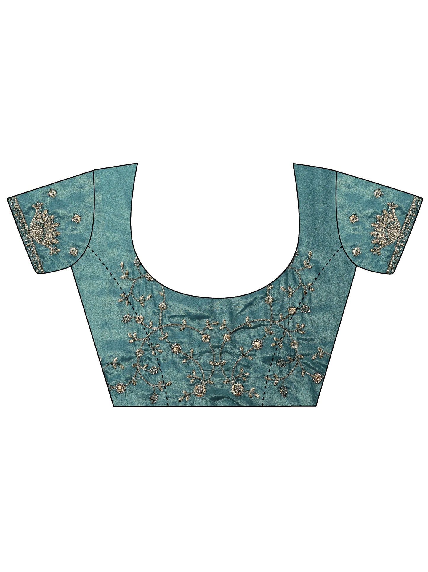 Blue Embroidered Organza Saree With Unstitched Blouse Piece