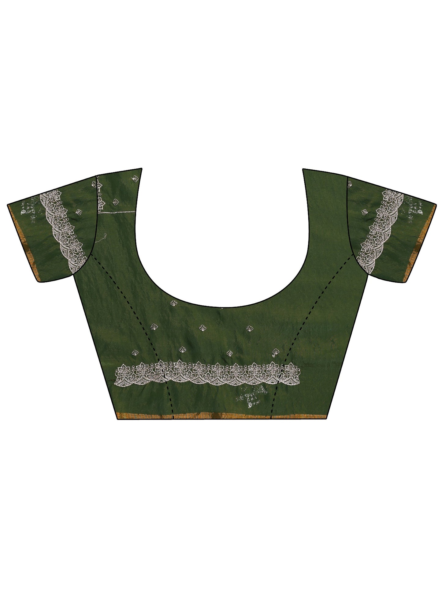 Green Solid Organza Saree With Unstitched Blouse Piece