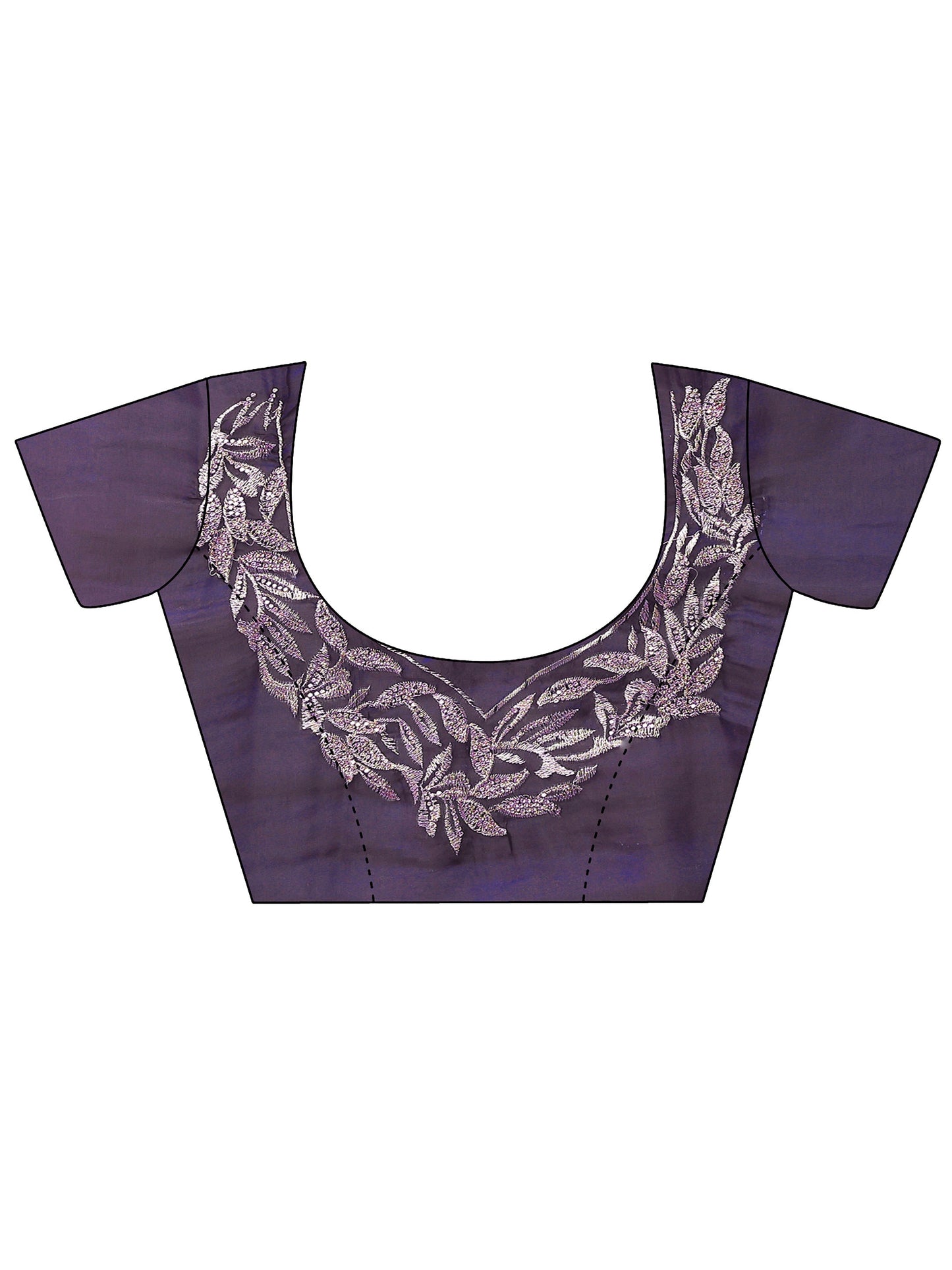 Purple Embroidered Organza Saree With Unstitched Blouse Piece