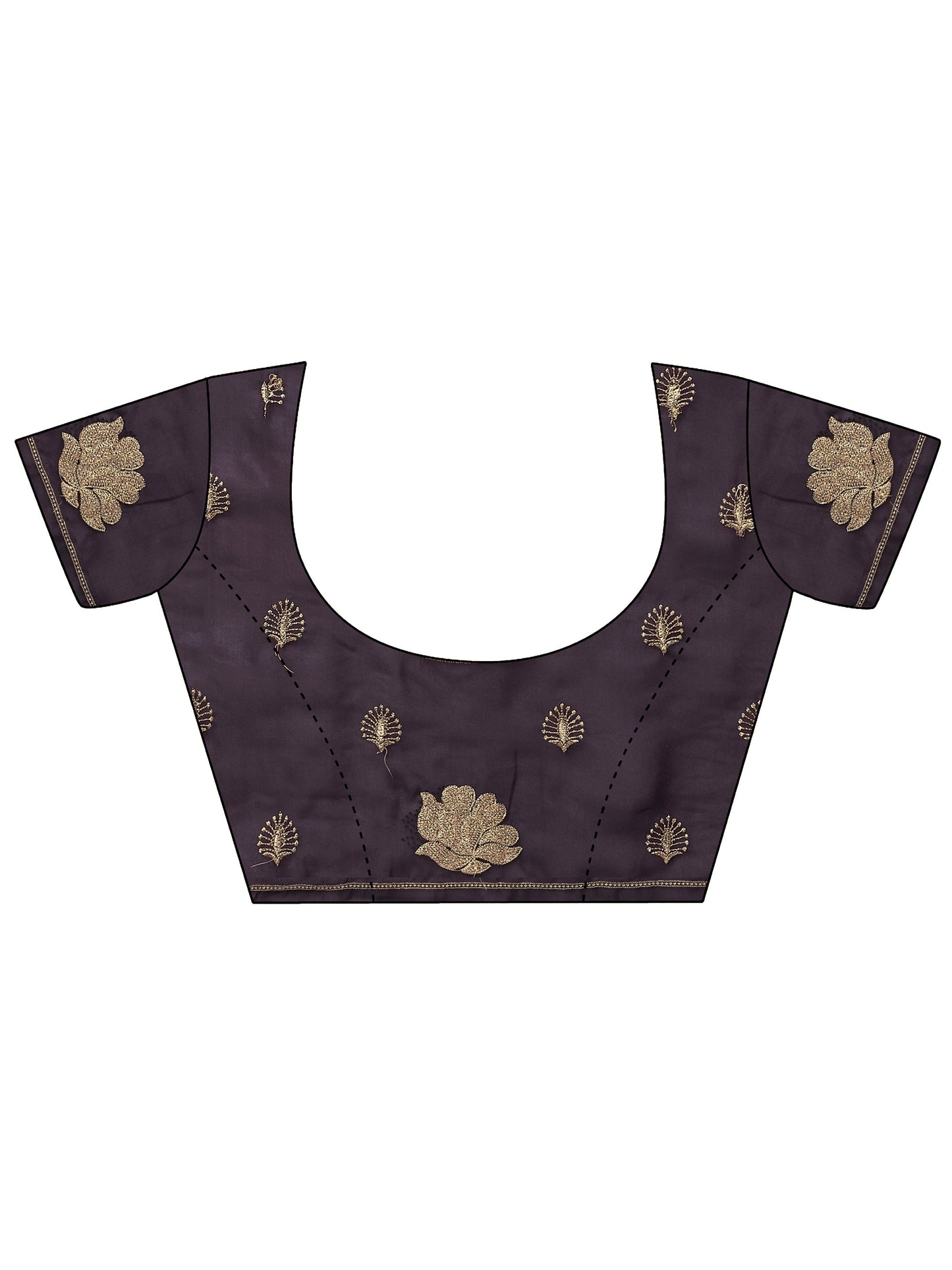 Purple Embroidered Organza Saree With Unstitched Blouse Piece