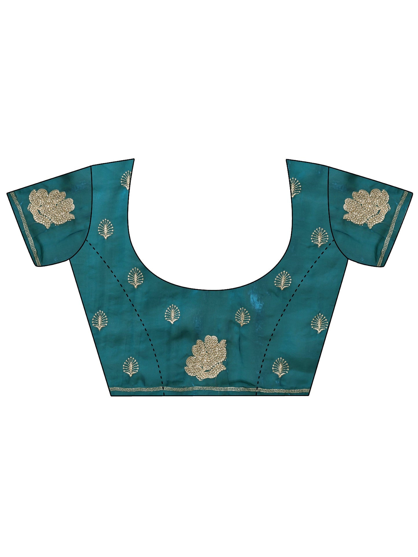 Green Embroidered Organza Saree With Unstitched Blouse Piece