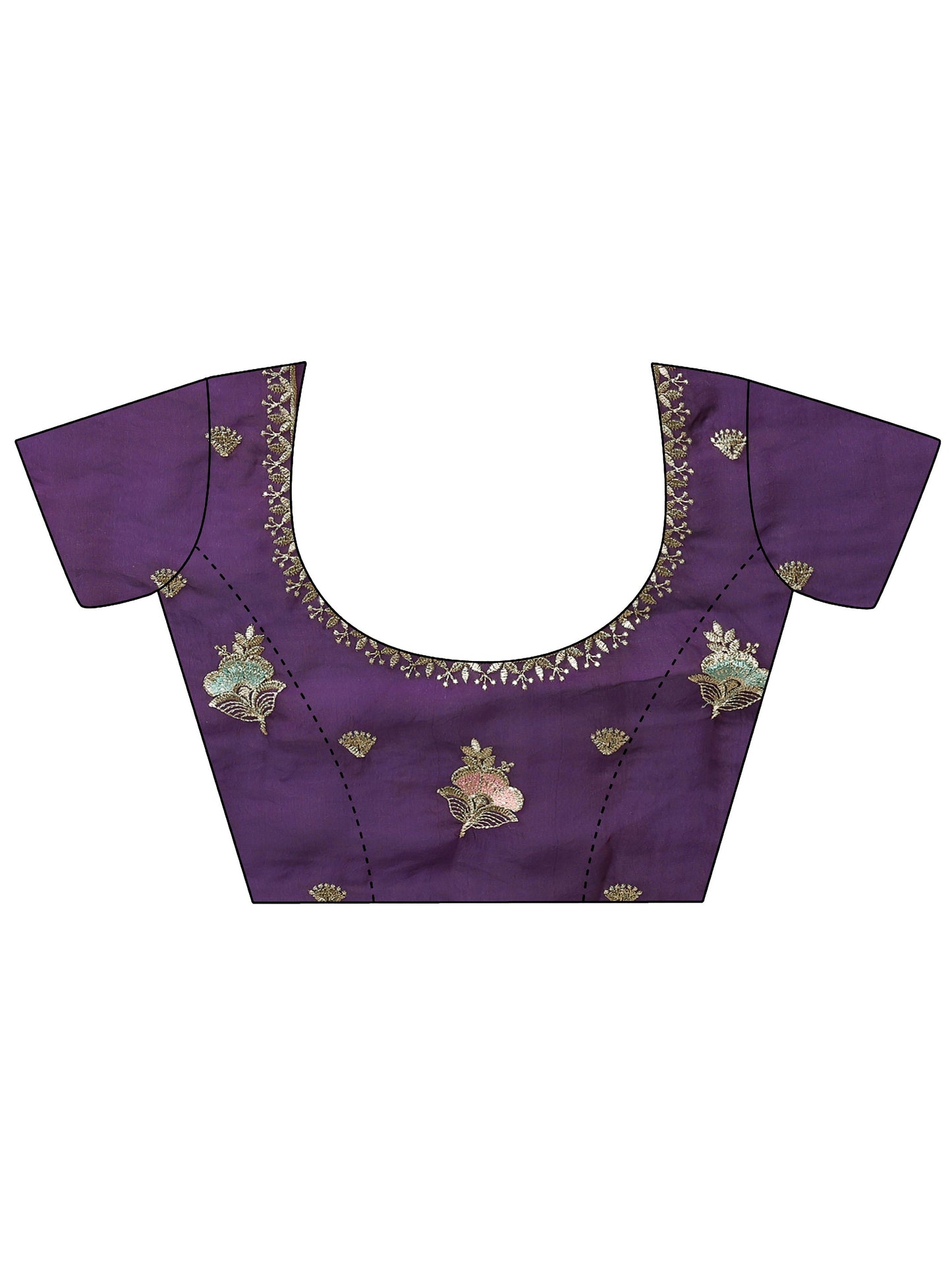 Purple Embroidered Organza Saree With Unstitched Blouse Piece